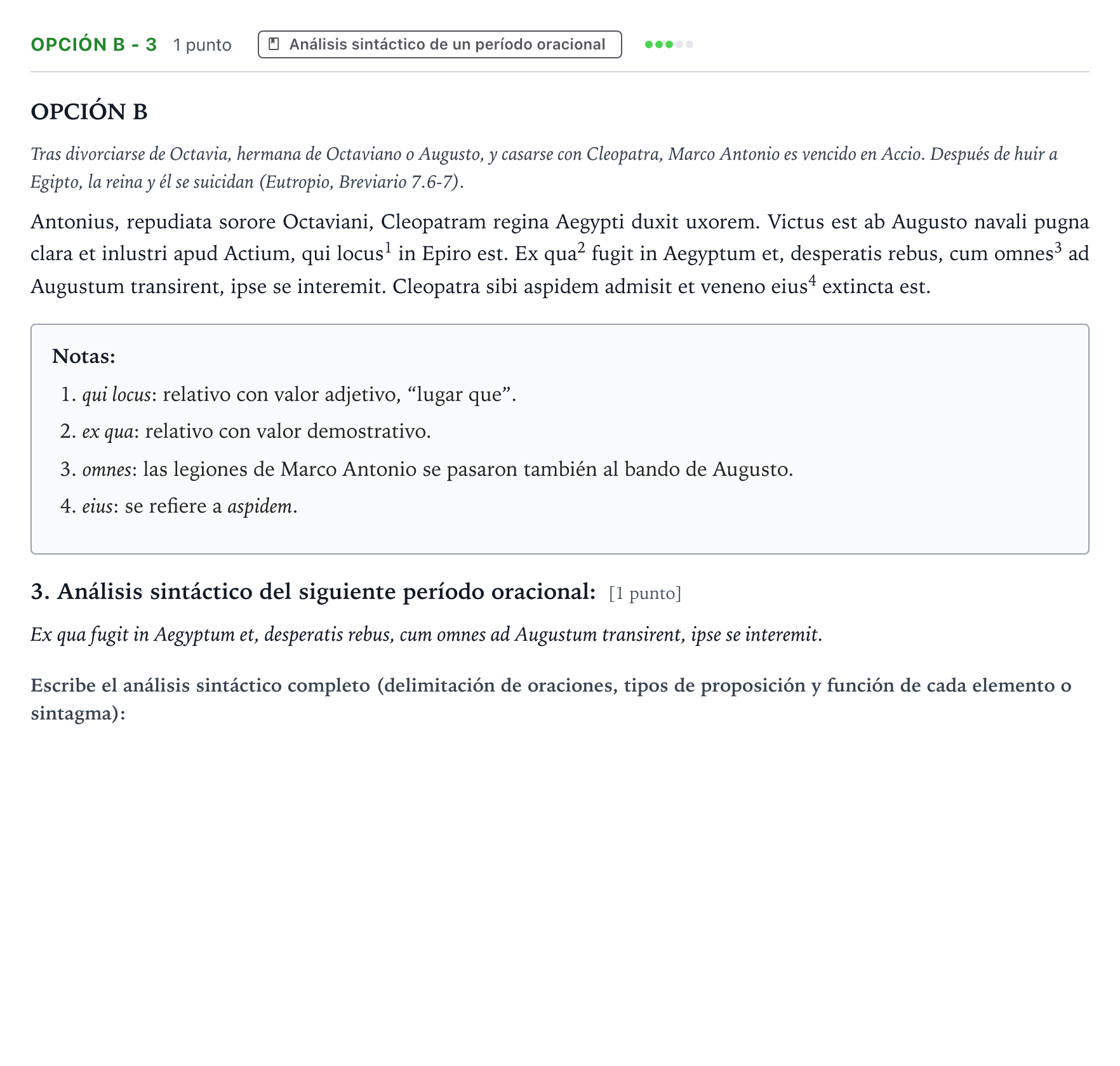 Enunciado: Opción B - 3 · Latín II PAU Aragón Extraordinaria 2023