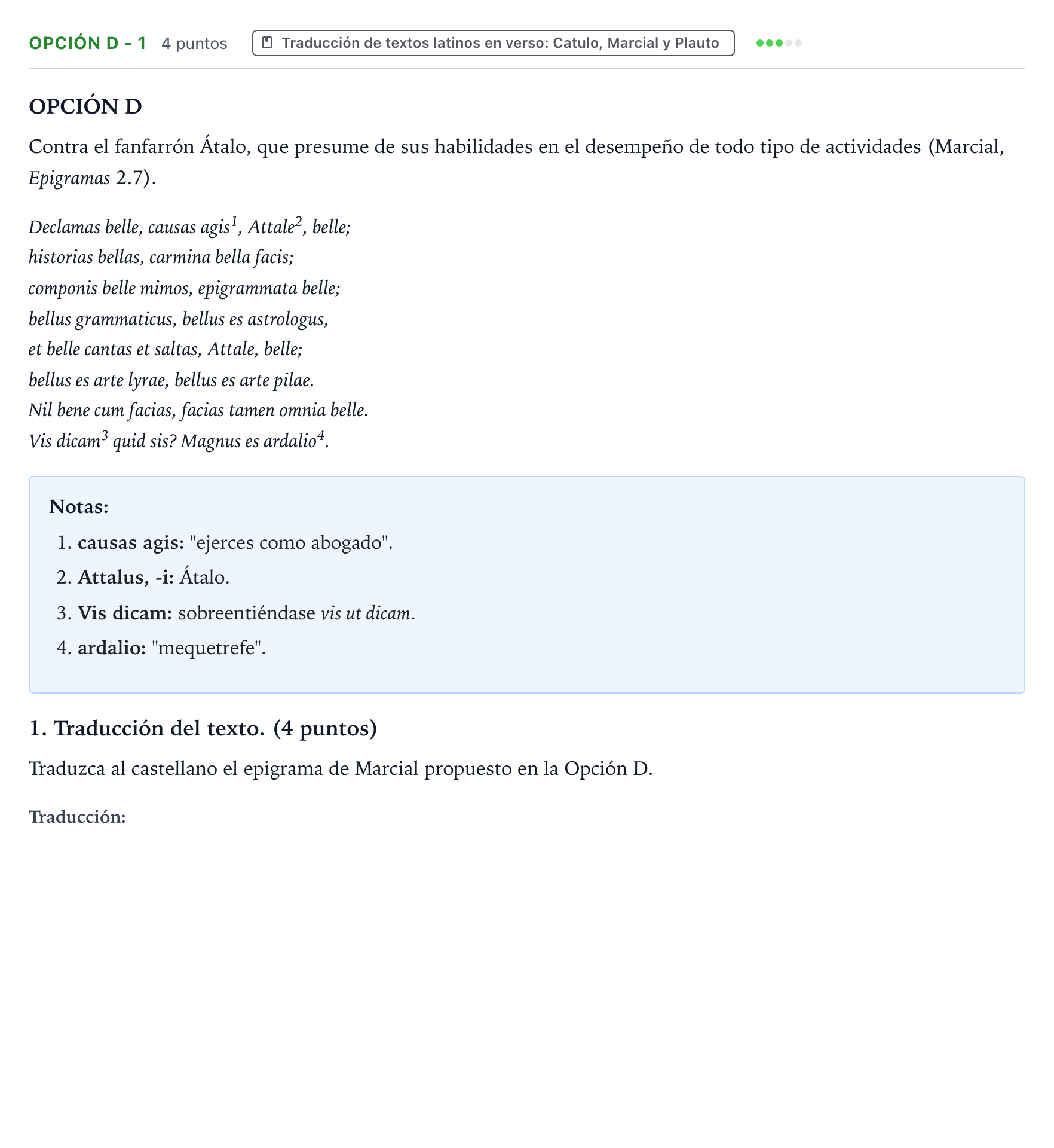 Enunciado: Opción D - 1 · Latín II PAU Aragón Extraordinaria 2023
