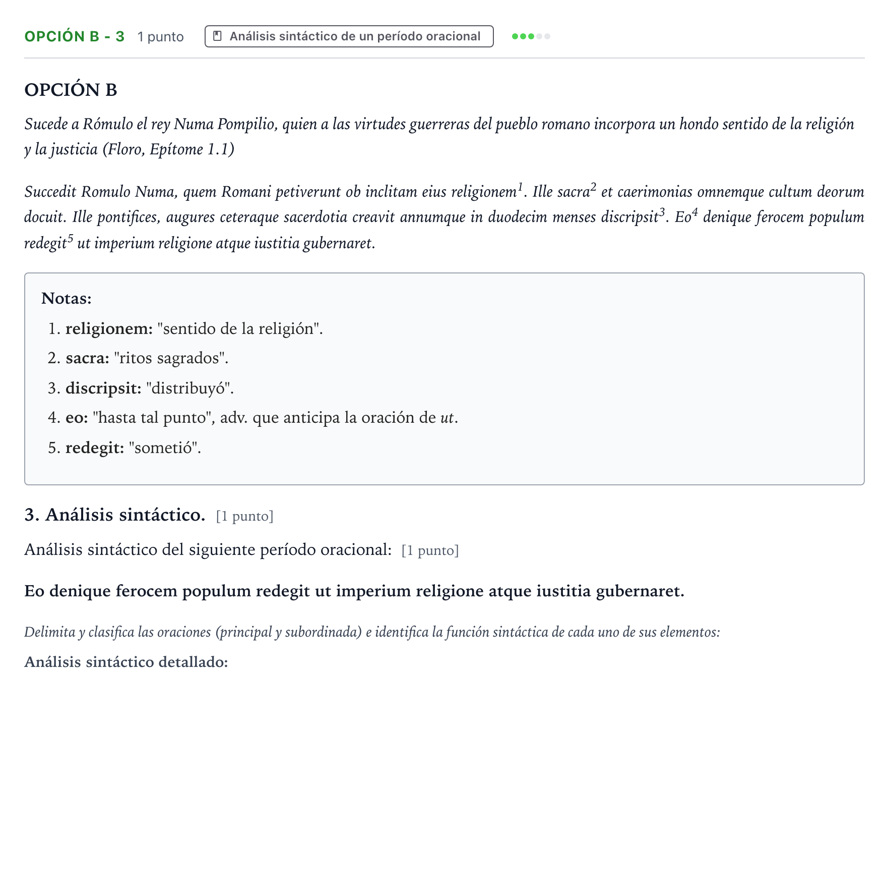 Enunciado: Opción B - 3 · Latín II PAU Aragón Ordinaria 2023