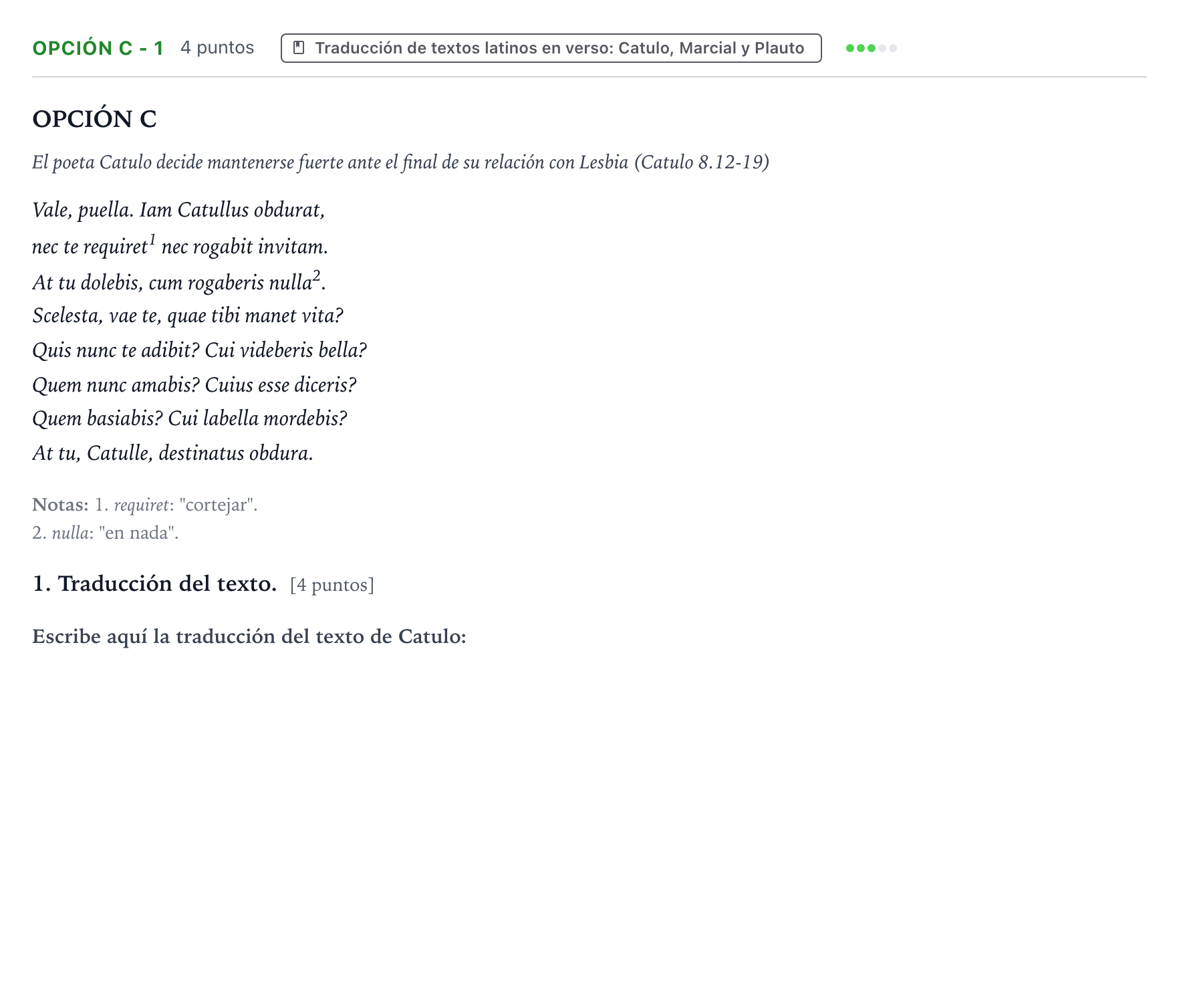 Enunciado: Opción C - 1 · Latín II PAU Aragón Ordinaria 2023