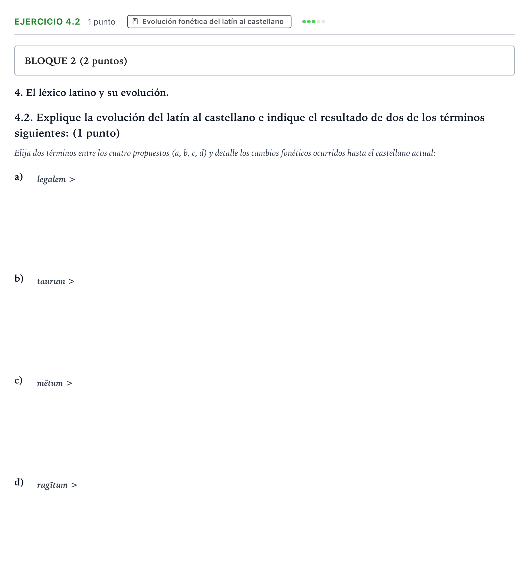 Enunciado: Ejercicio 4.2 · Latín II PAU Aragón Ordinaria 2023