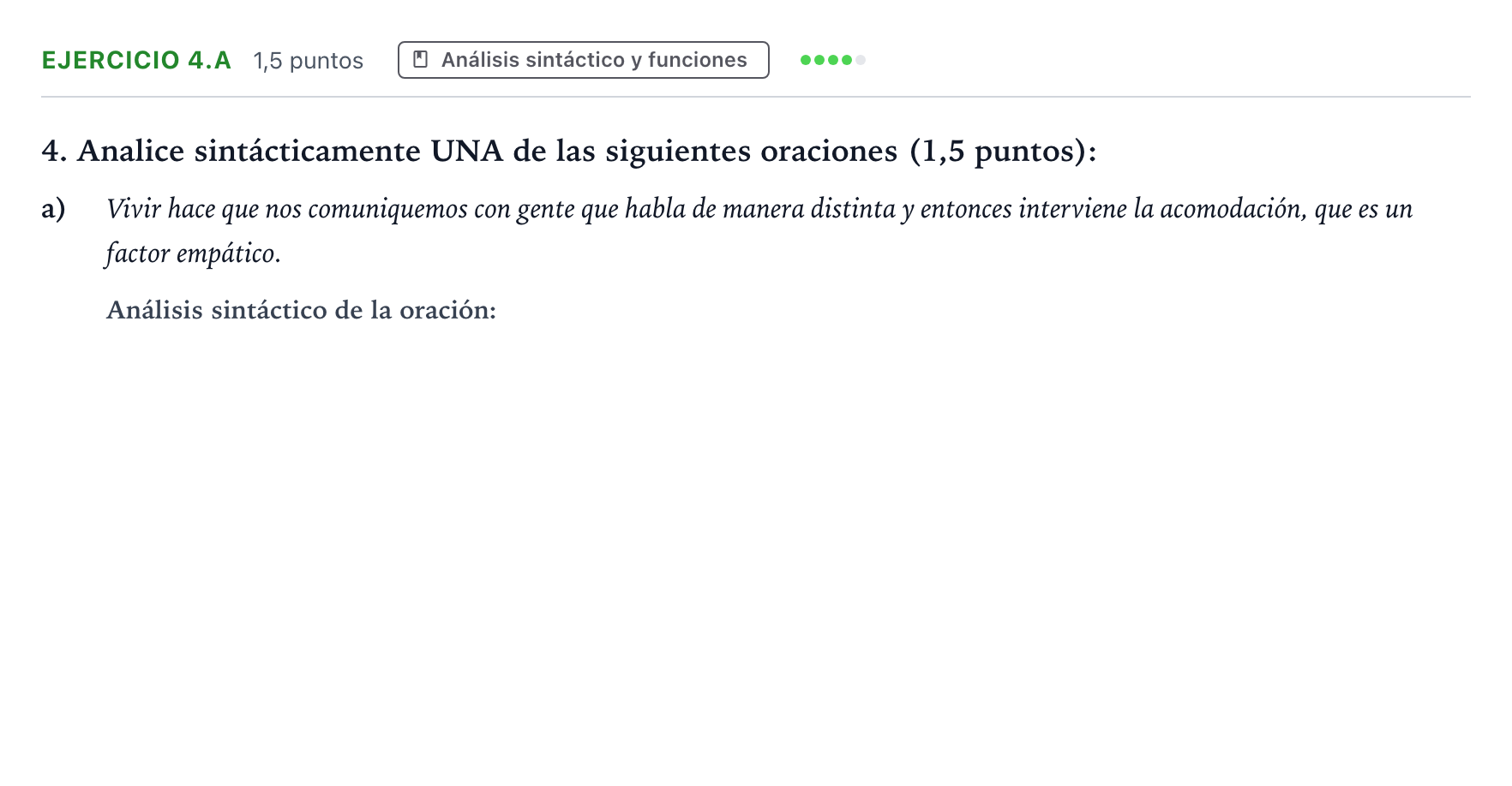 Enunciado: Ejercicio 4.a · Lengua Castellana y Literatura II PAU Aragón Extraordinaria 2023