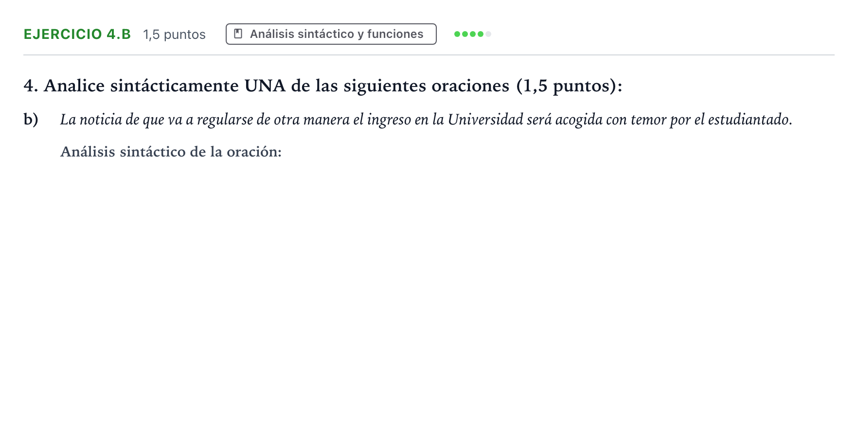 Enunciado: Ejercicio 4.b · Lengua Castellana y Literatura II PAU Aragón Extraordinaria 2023