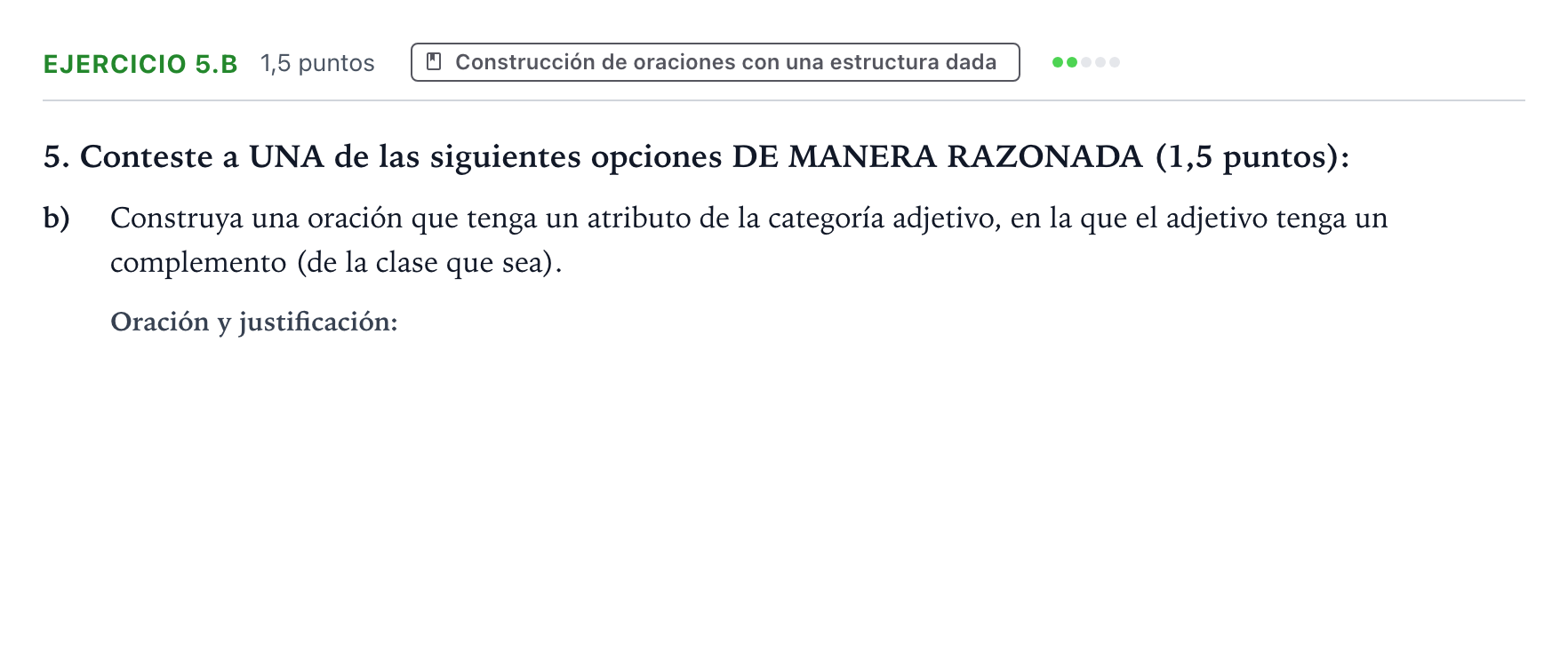 Enunciado: Ejercicio 5.b · Lengua Castellana y Literatura II PAU Aragón Extraordinaria 2023