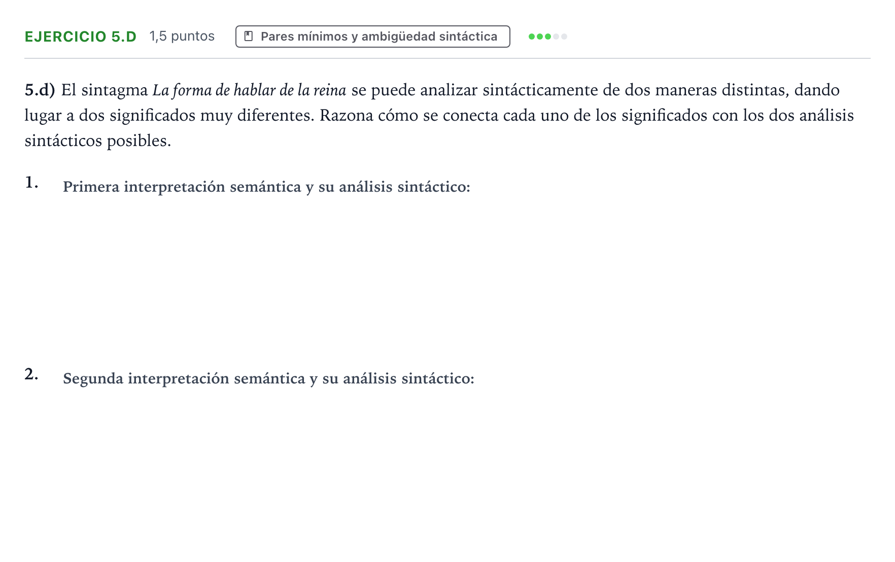 Enunciado: Ejercicio 5.d · Lengua Castellana y Literatura II PAU Aragón Extraordinaria 2023