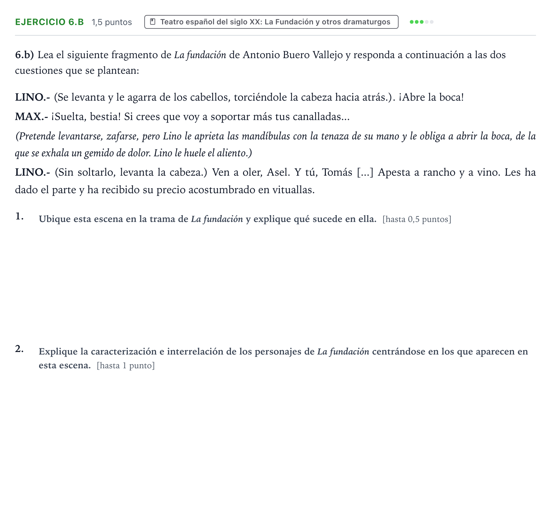 Enunciado: Ejercicio 6.b · Lengua Castellana y Literatura II PAU Aragón Extraordinaria 2023
