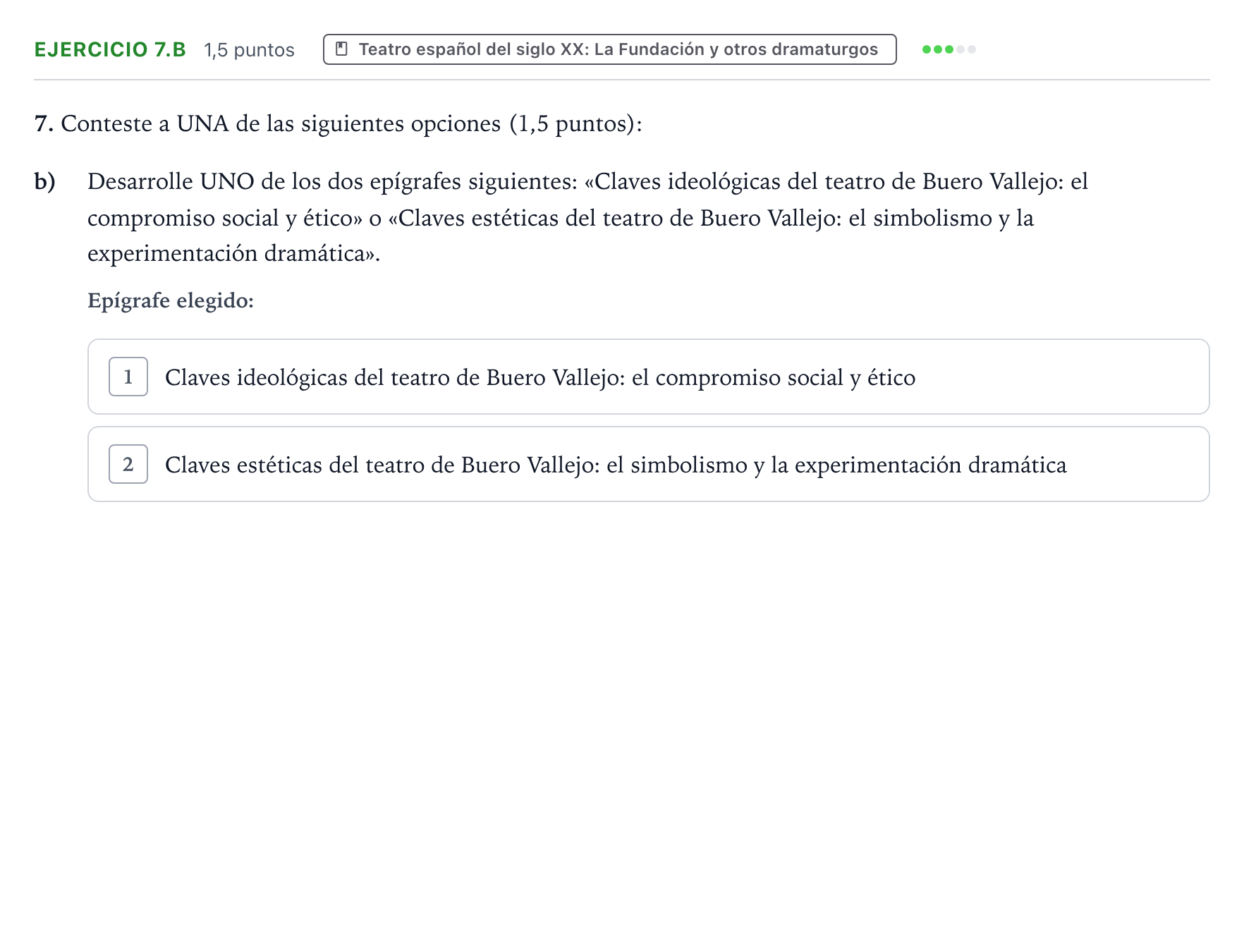 Enunciado: Ejercicio 7.b · Lengua Castellana y Literatura II PAU Aragón Extraordinaria 2023