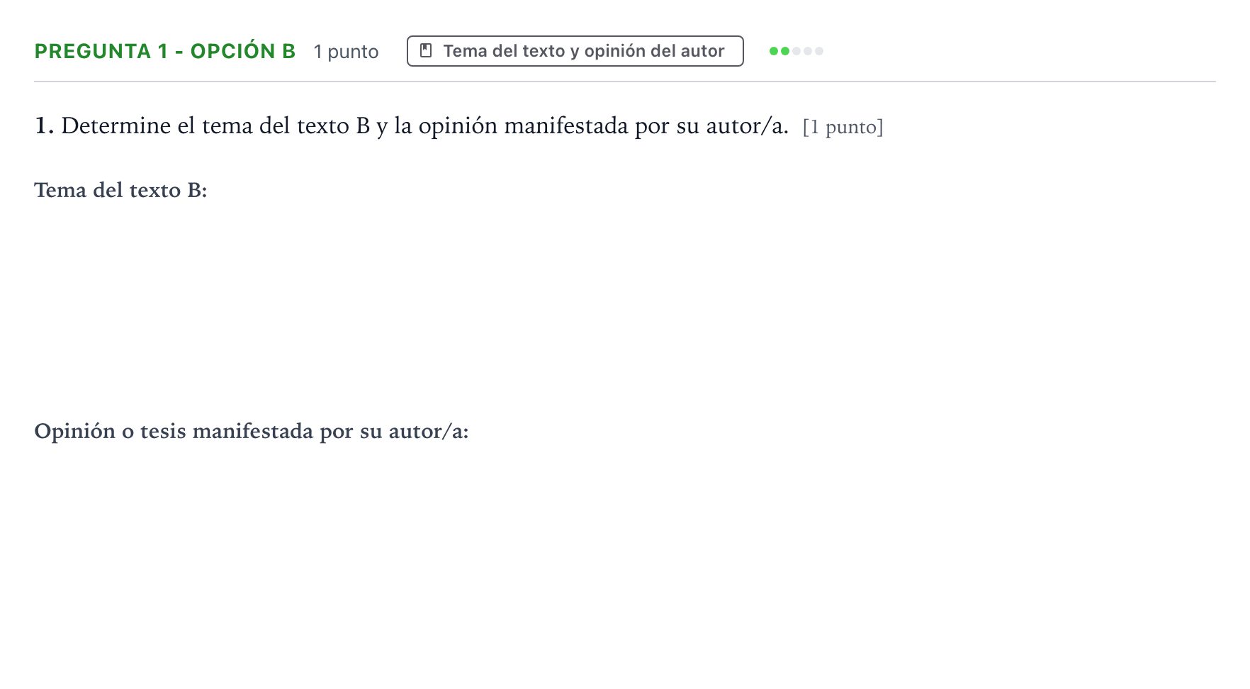 Enunciado: Pregunta 1 - Opción b · Lengua Castellana y Literatura II PAU Aragón Ordinaria 2023