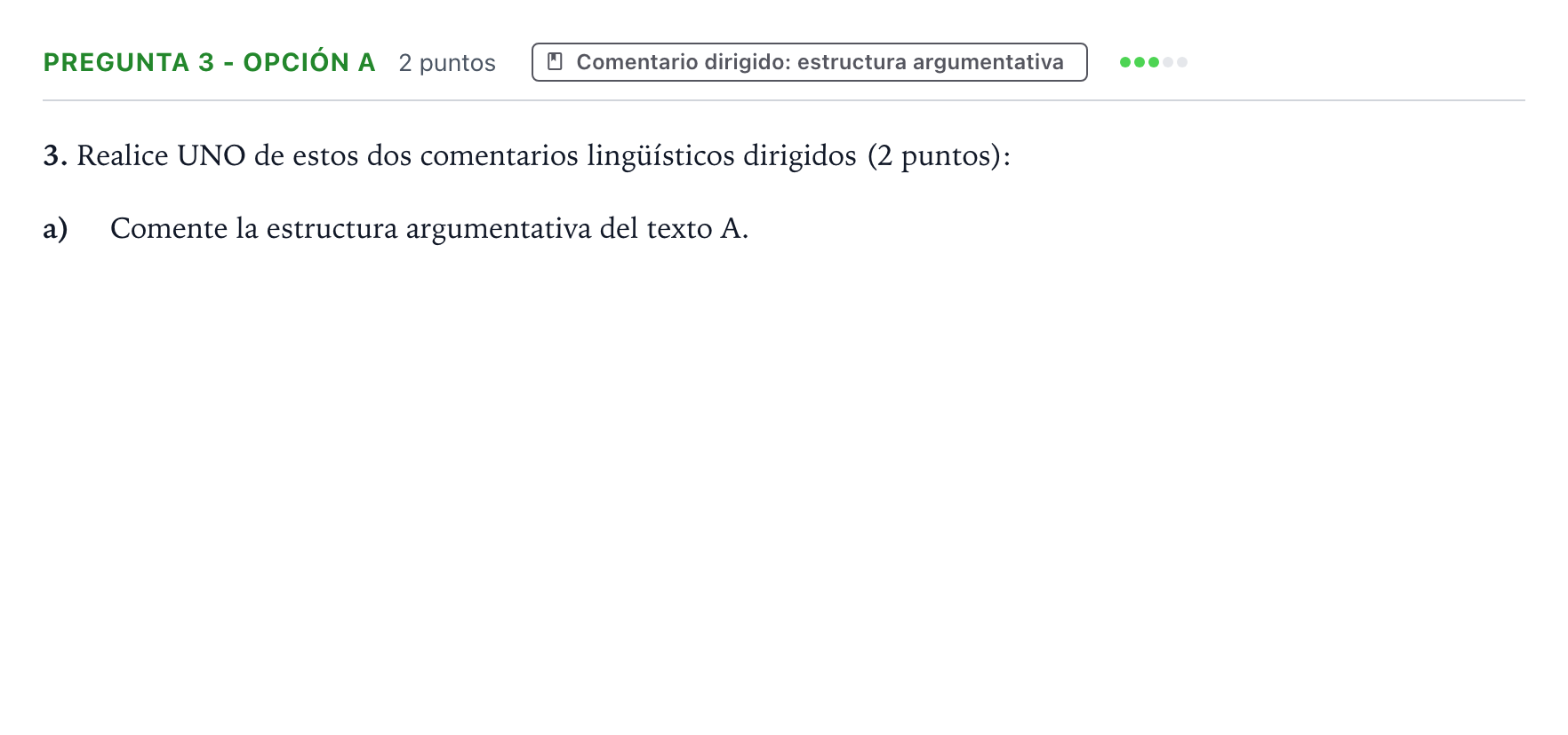Enunciado: Pregunta 3 - Opción a · Lengua Castellana y Literatura II PAU Aragón Ordinaria 2023
