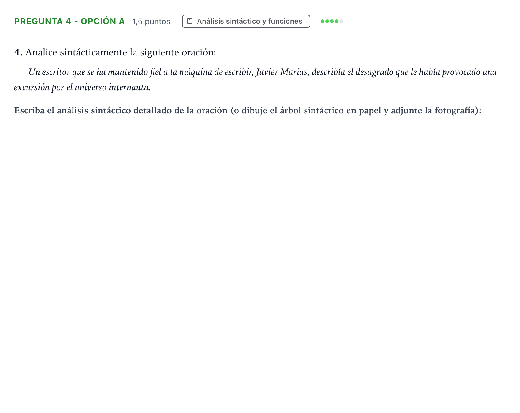 Enunciado: Pregunta 4 - Opción a · Lengua Castellana y Literatura II PAU Aragón Ordinaria 2023