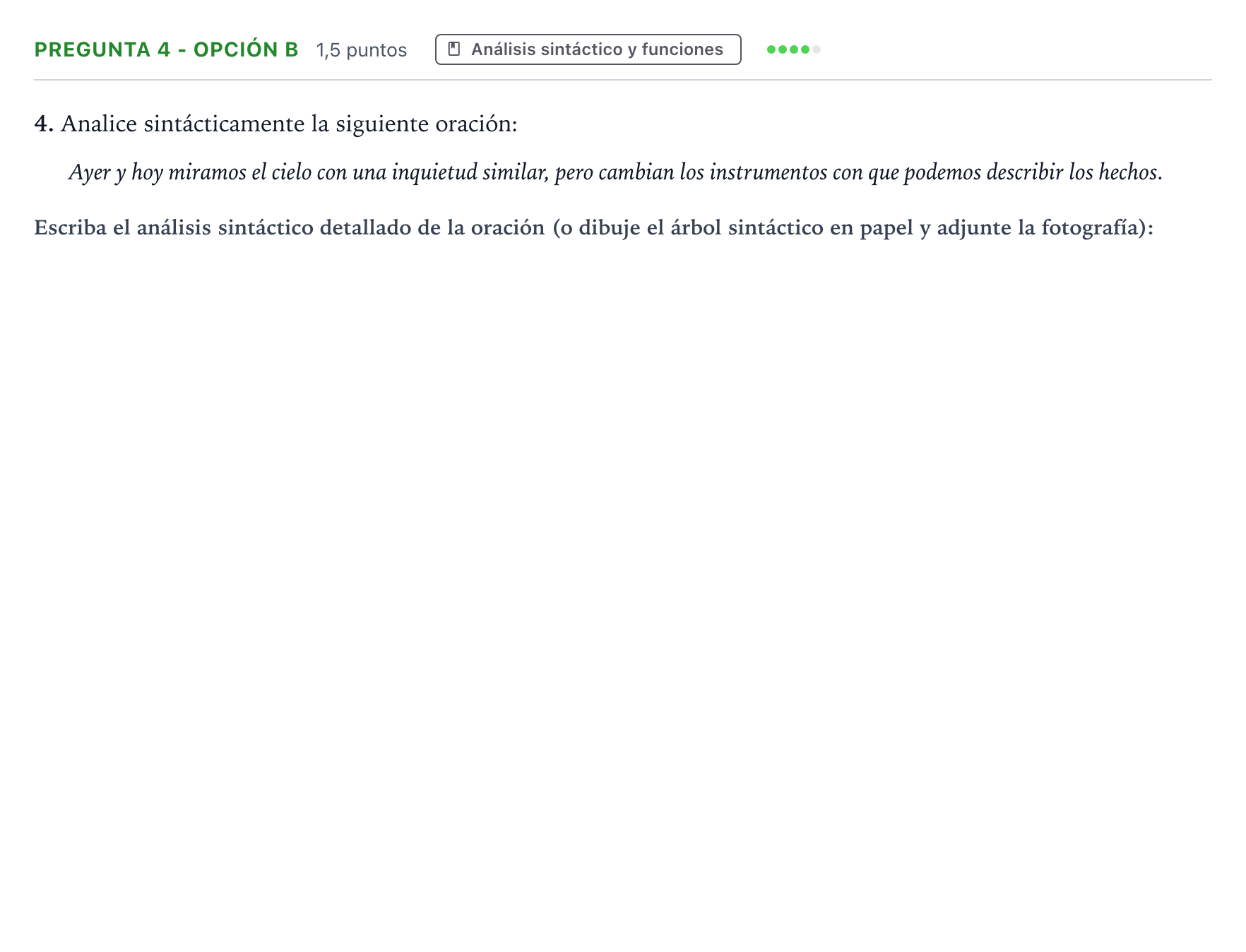 Enunciado: Pregunta 4 - Opción b · Lengua Castellana y Literatura II PAU Aragón Ordinaria 2023