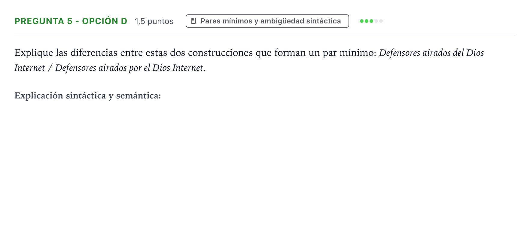 Enunciado: Pregunta 5 - Opción d · Lengua Castellana y Literatura II PAU Aragón Ordinaria 2023