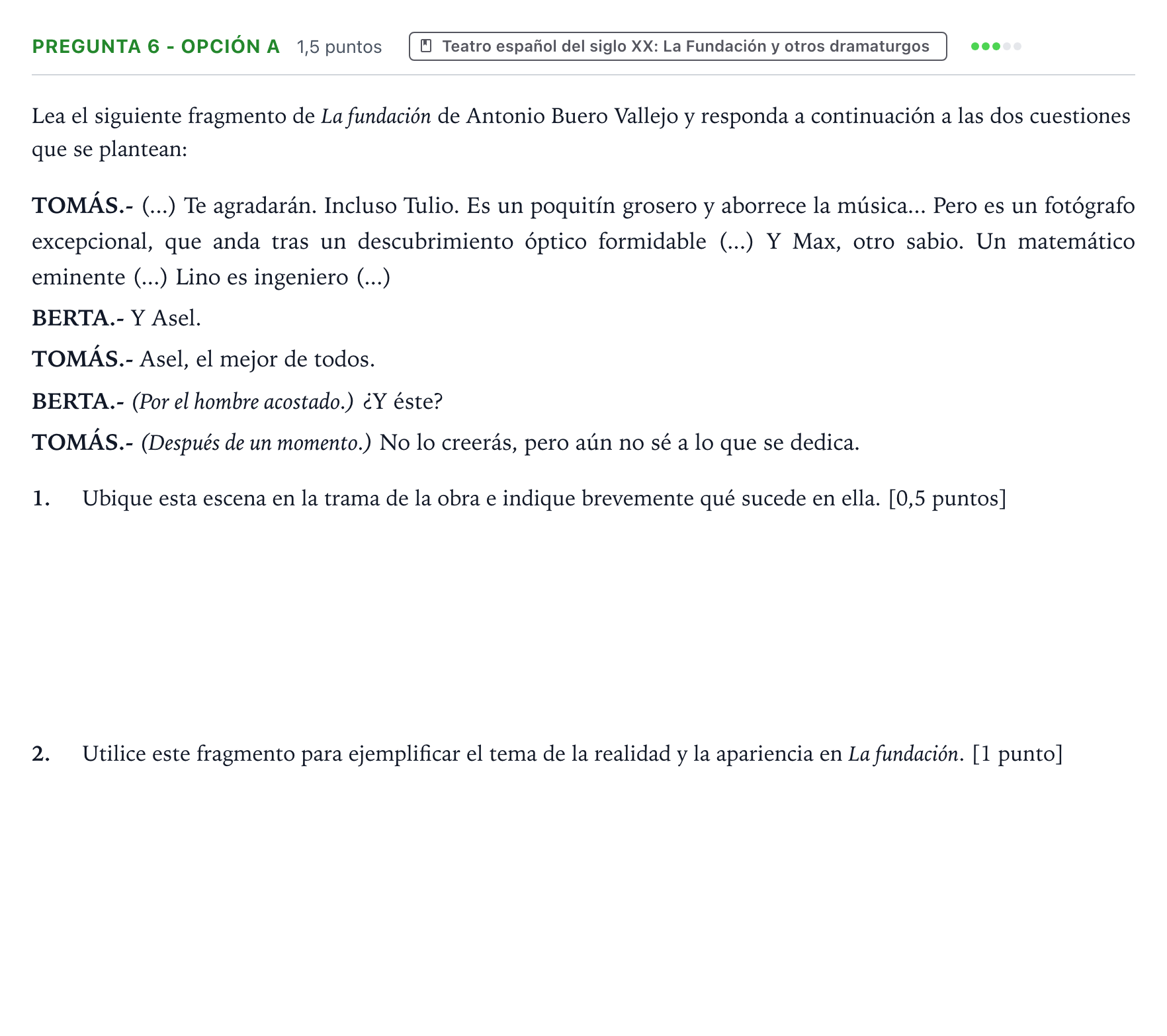 Enunciado: Pregunta 6 - Opción a · Lengua Castellana y Literatura II PAU Aragón Ordinaria 2023