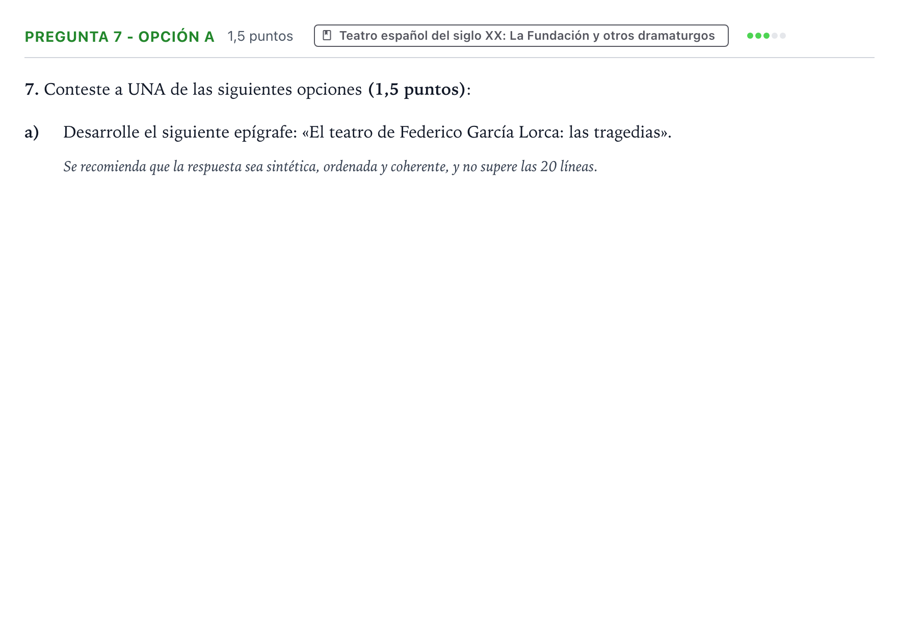 Enunciado: Pregunta 7 - Opción a · Lengua Castellana y Literatura II PAU Aragón Ordinaria 2023