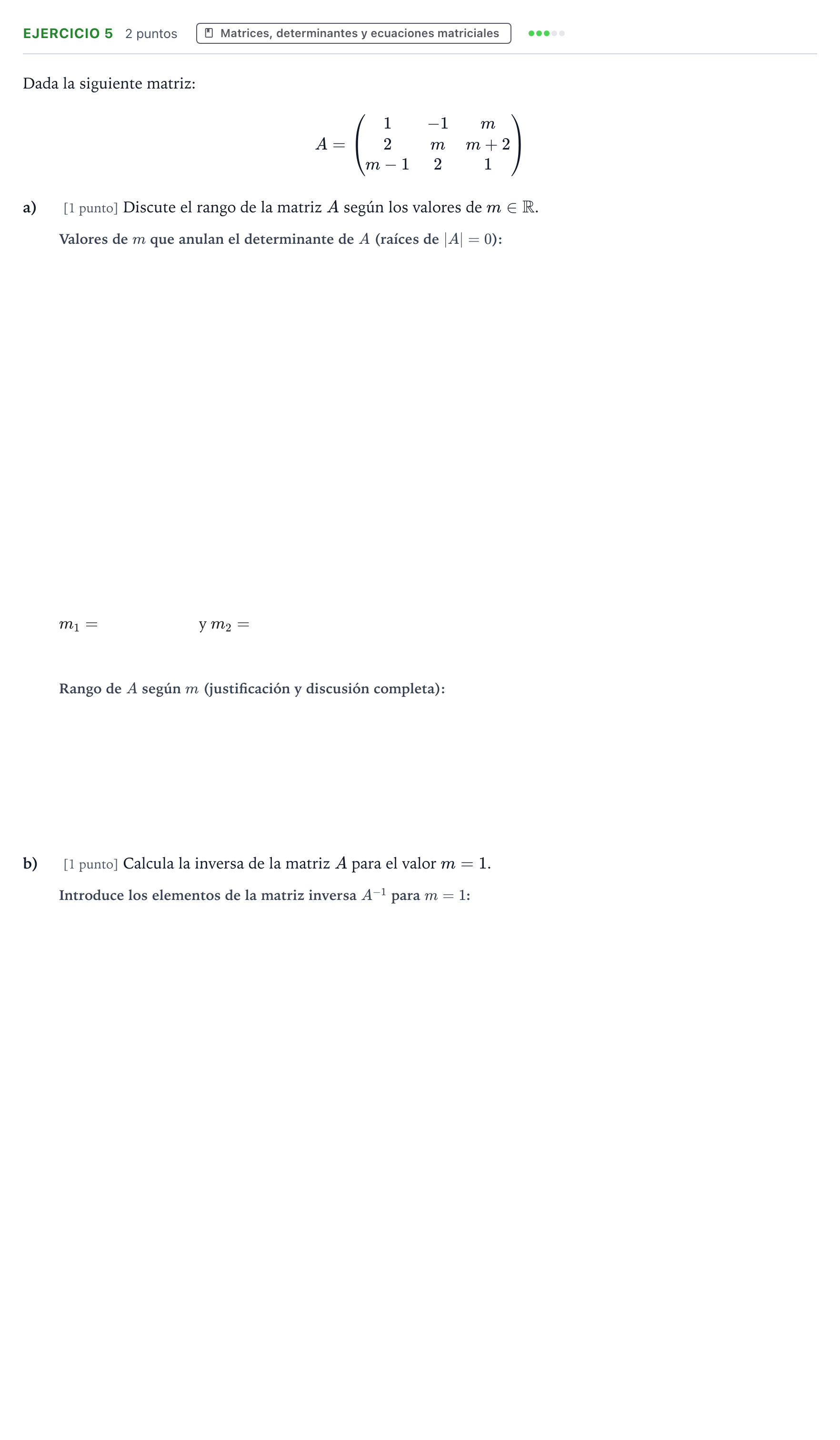 Enunciado: Problema 5 · Matemáticas II PAU Aragón Extraordinaria 2023