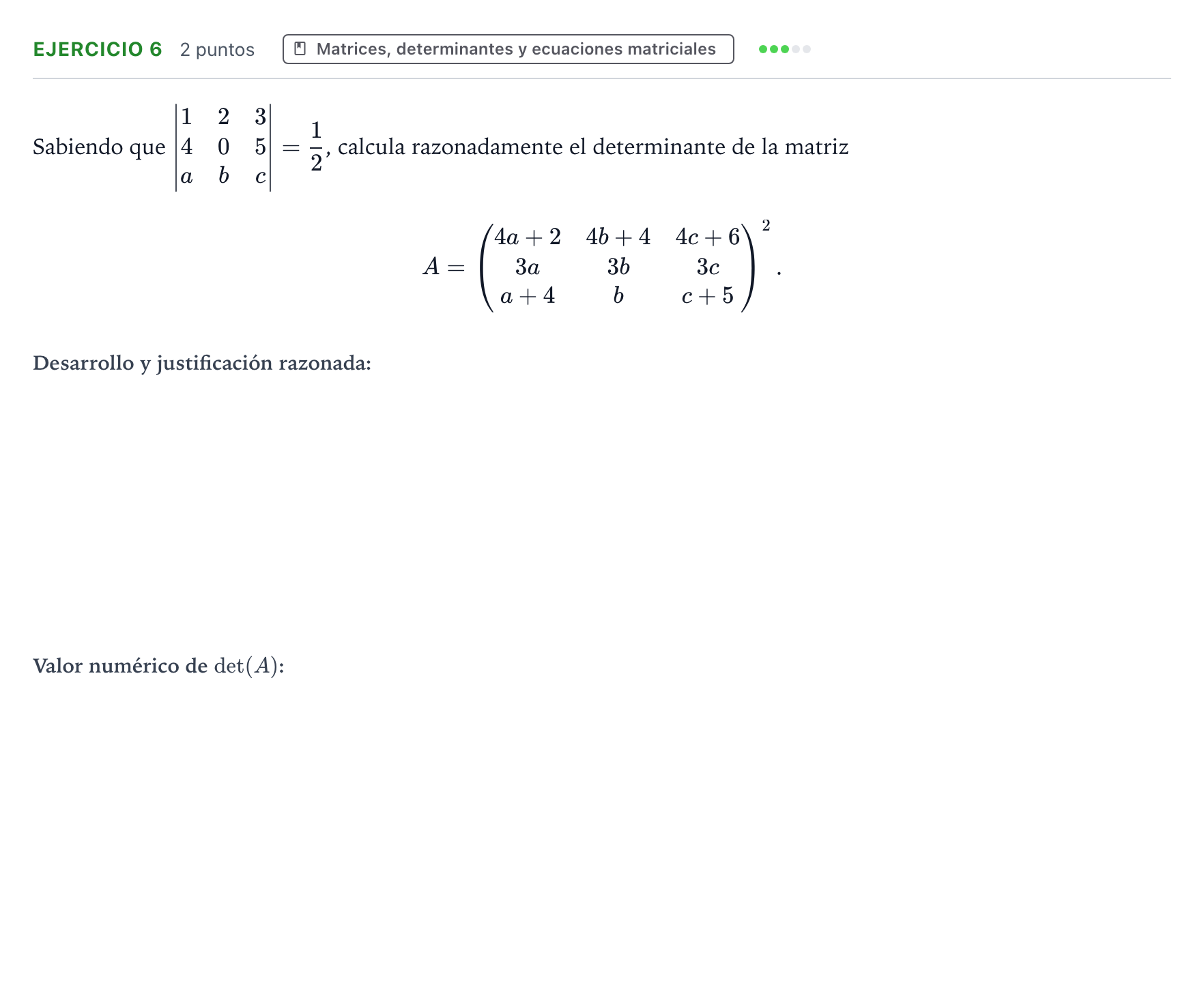 Enunciado: Problema 6 · Matemáticas II PAU Aragón Extraordinaria 2023