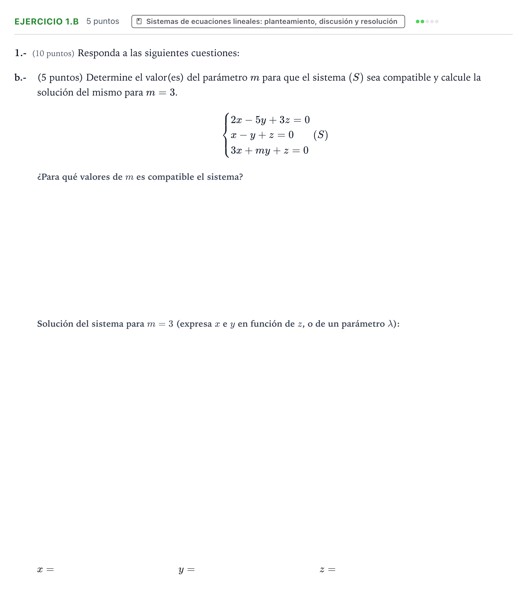 Enunciado: Ejercicio 1.b · Matemáticas aplicadas a las Ciencias Sociales II PAU Aragón Ordinaria 2023