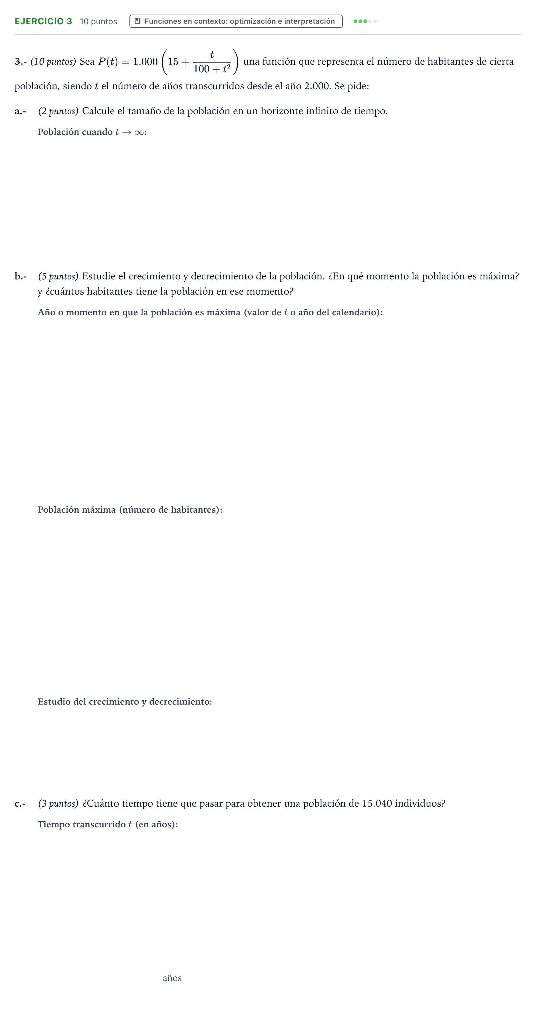 Enunciado: Problema 3 · Matemáticas aplicadas a las Ciencias Sociales II PAU Aragón Ordinaria 2023