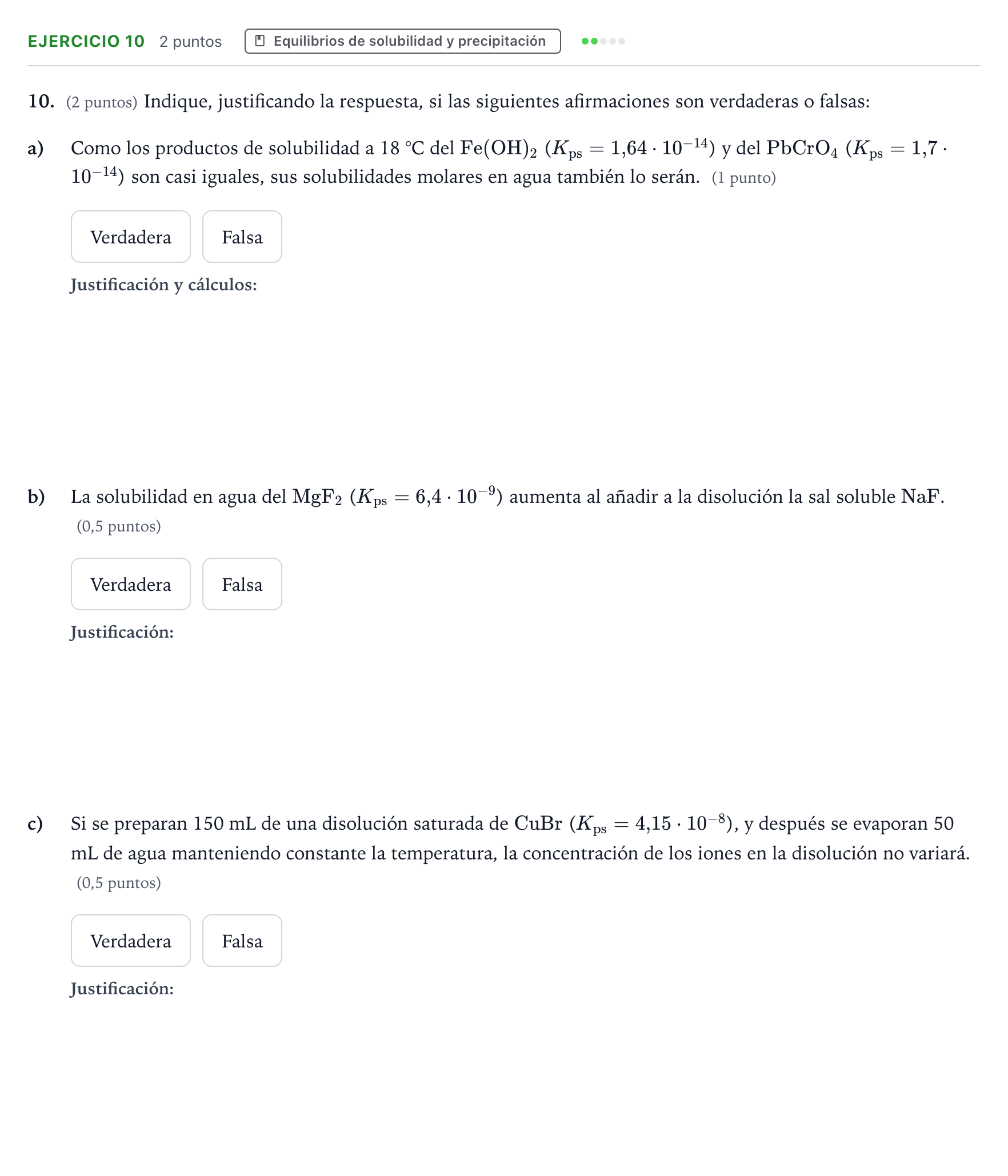 Enunciado: Problema 10 · Química PAU Aragón Extraordinaria 2023