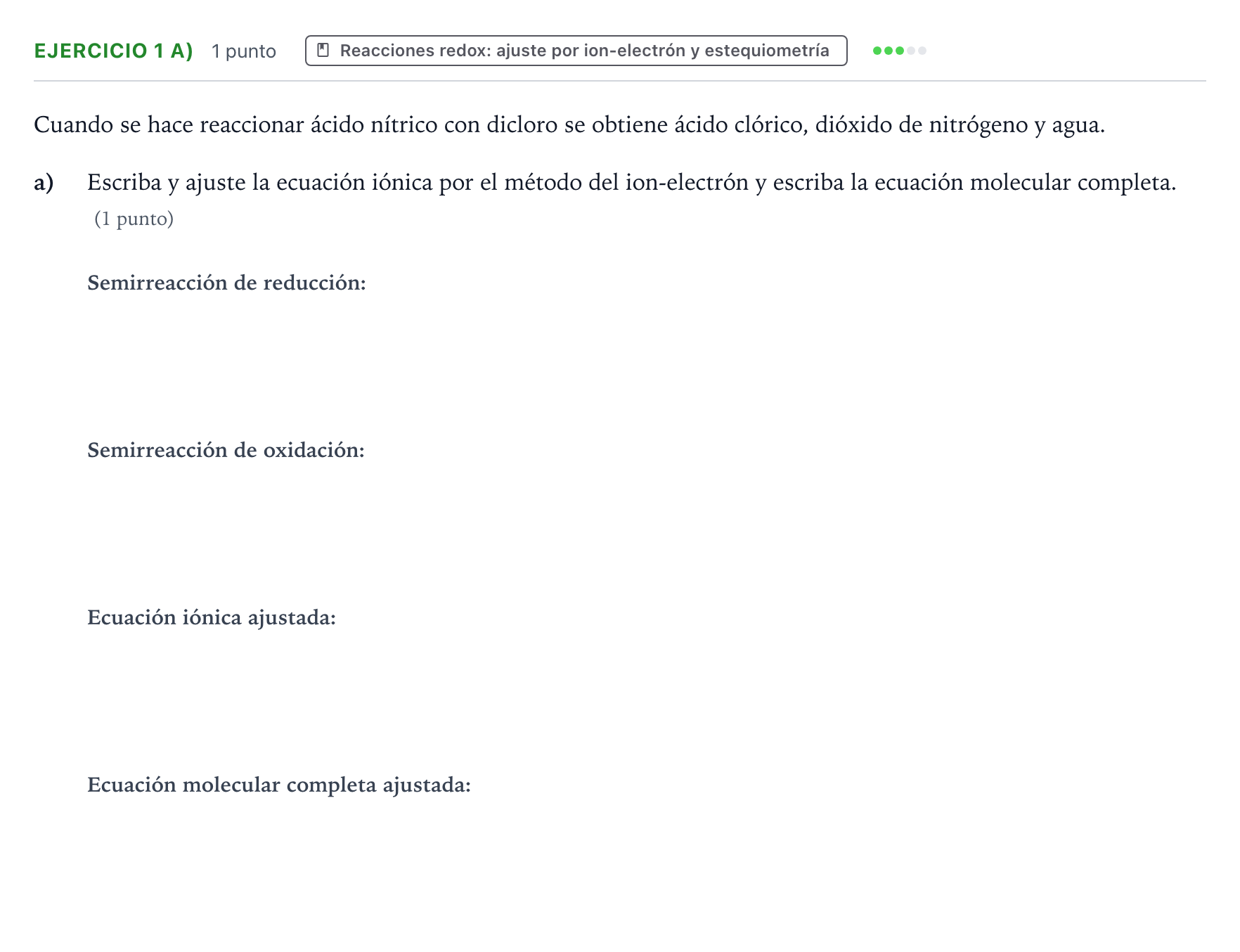 Enunciado: Ejercicio 1 a) - Reacciones redox · Química PAU Aragón Extraordinaria 2023