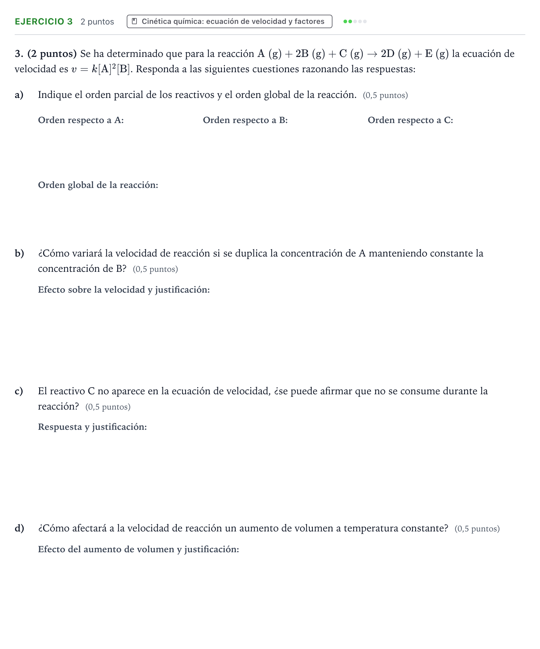 Enunciado: Problema 3 · Química PAU Aragón Extraordinaria 2023