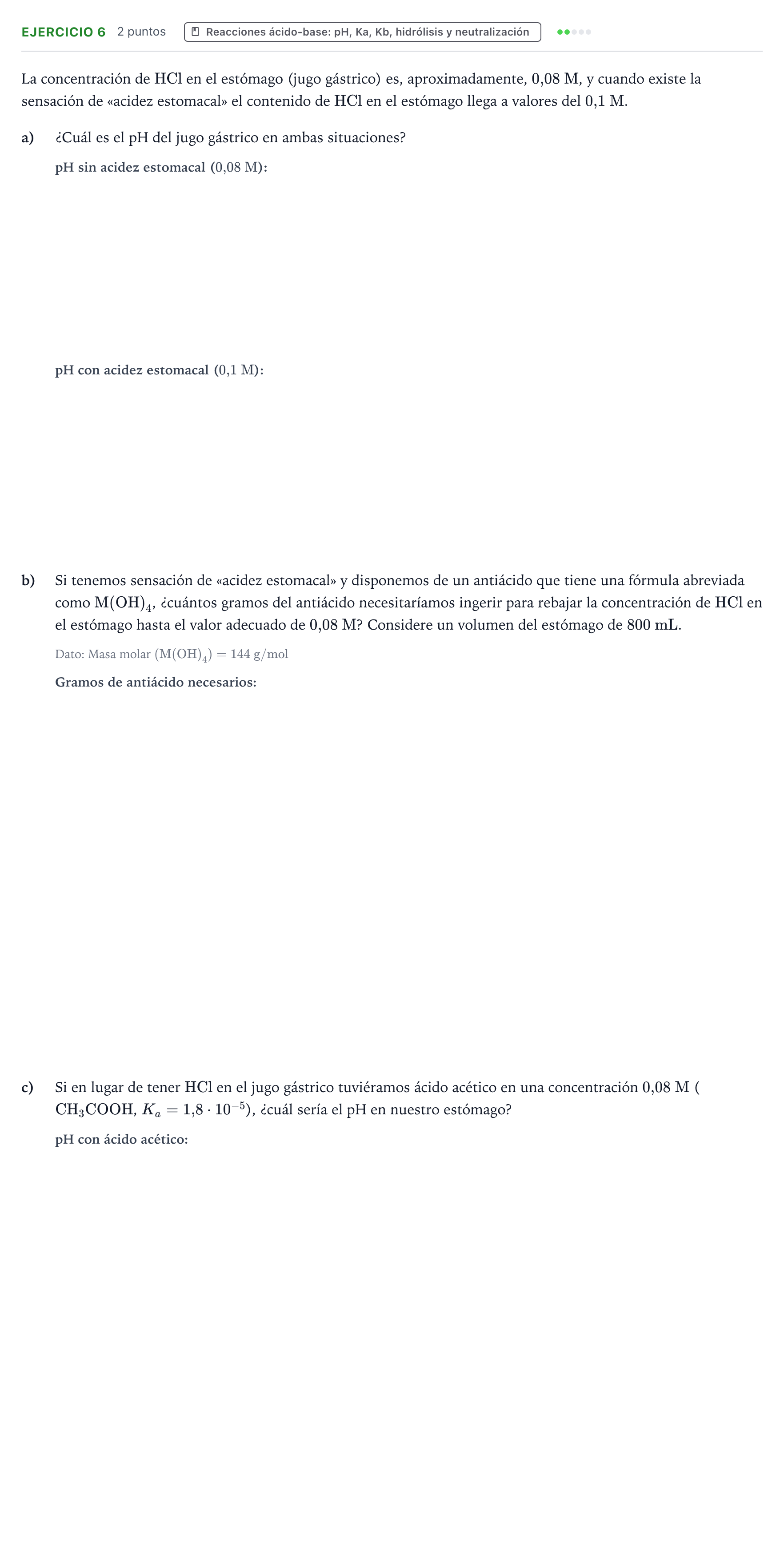 Enunciado: Problema 6 · Química PAU Aragón Extraordinaria 2023