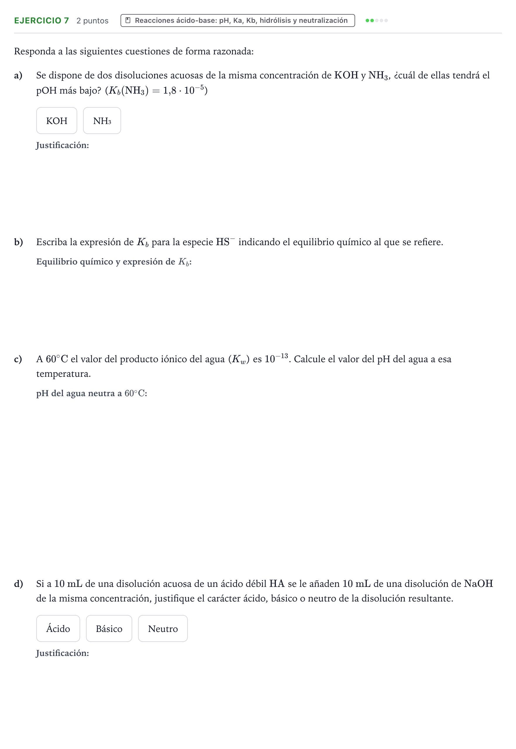 Enunciado: Problema 7 · Química PAU Aragón Extraordinaria 2023