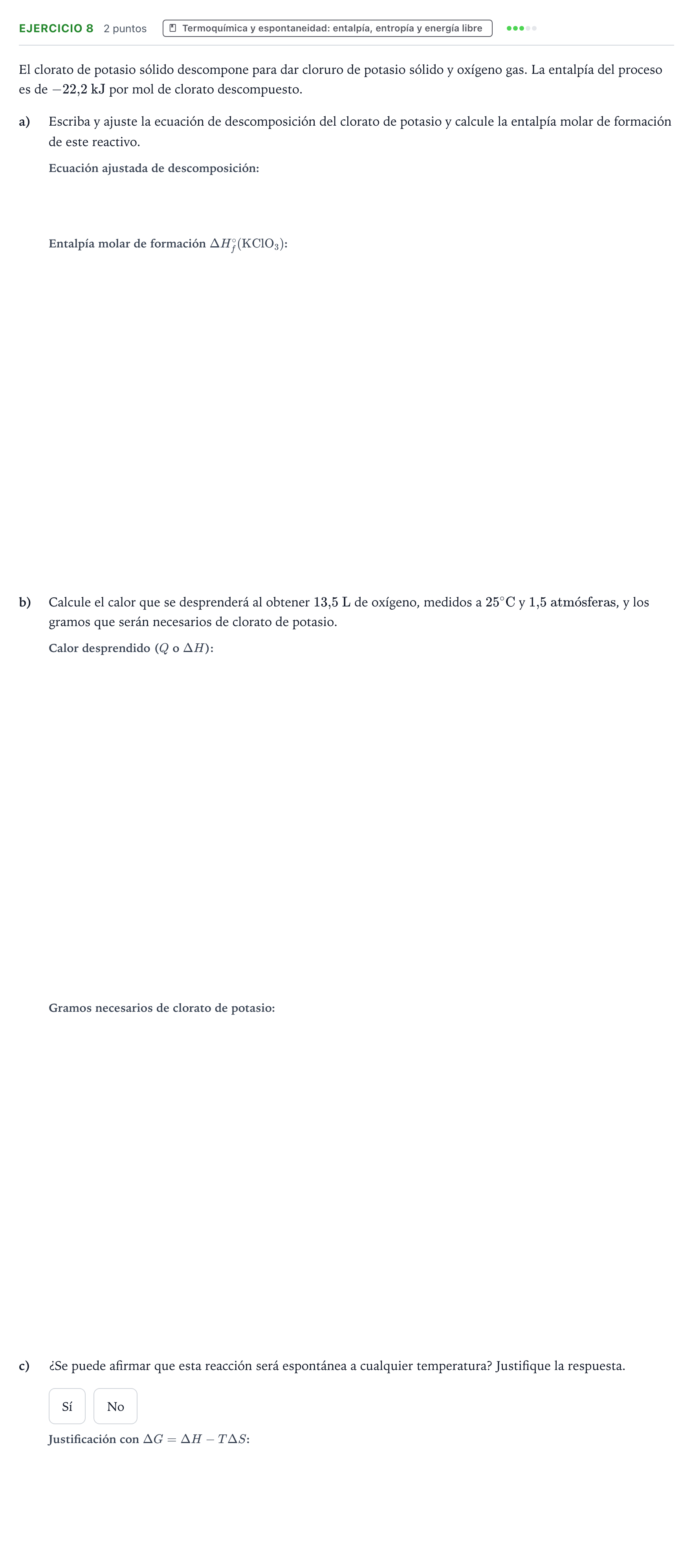 Enunciado: Problema 8 · Química PAU Aragón Extraordinaria 2023