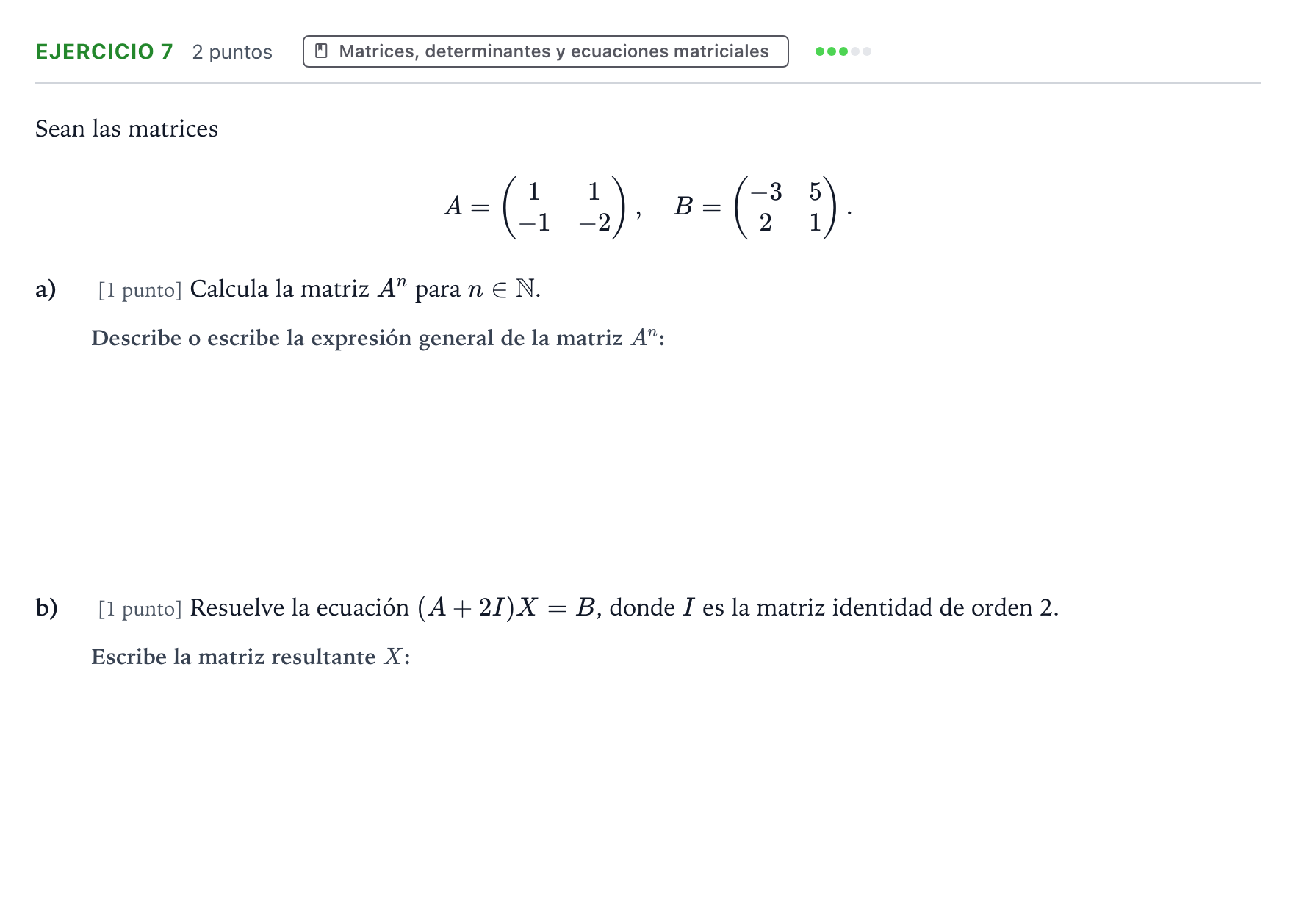 Enunciado: Problema 7 · Matemáticas II PAU Aragón Ordinaria 2023