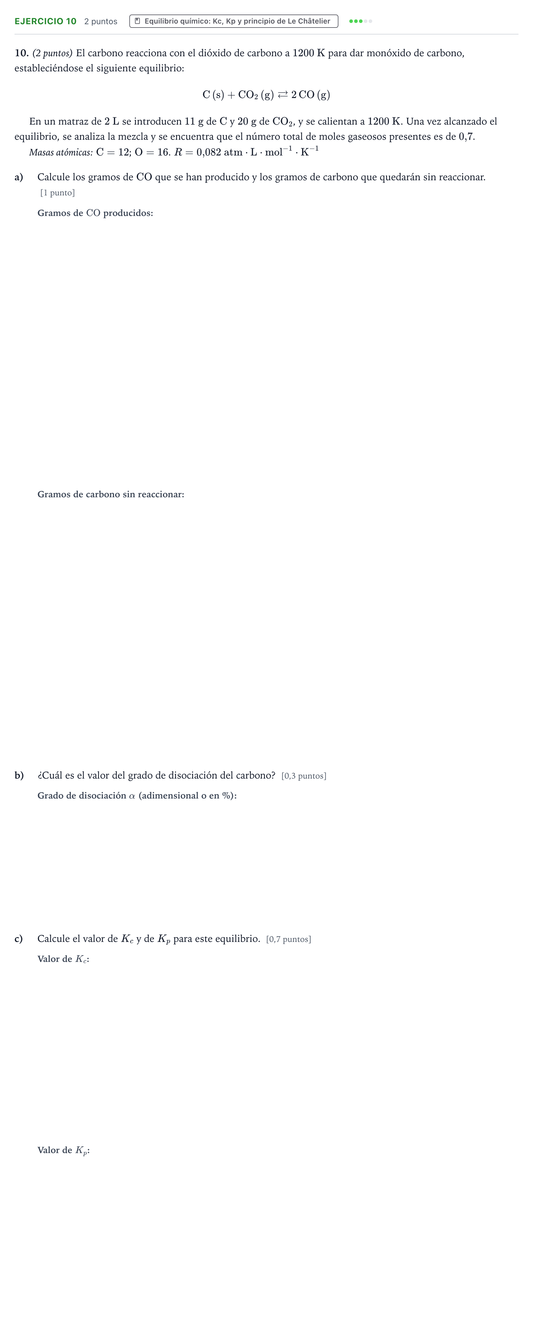 Enunciado: Problema 10 · Química PAU Aragón Ordinaria 2023