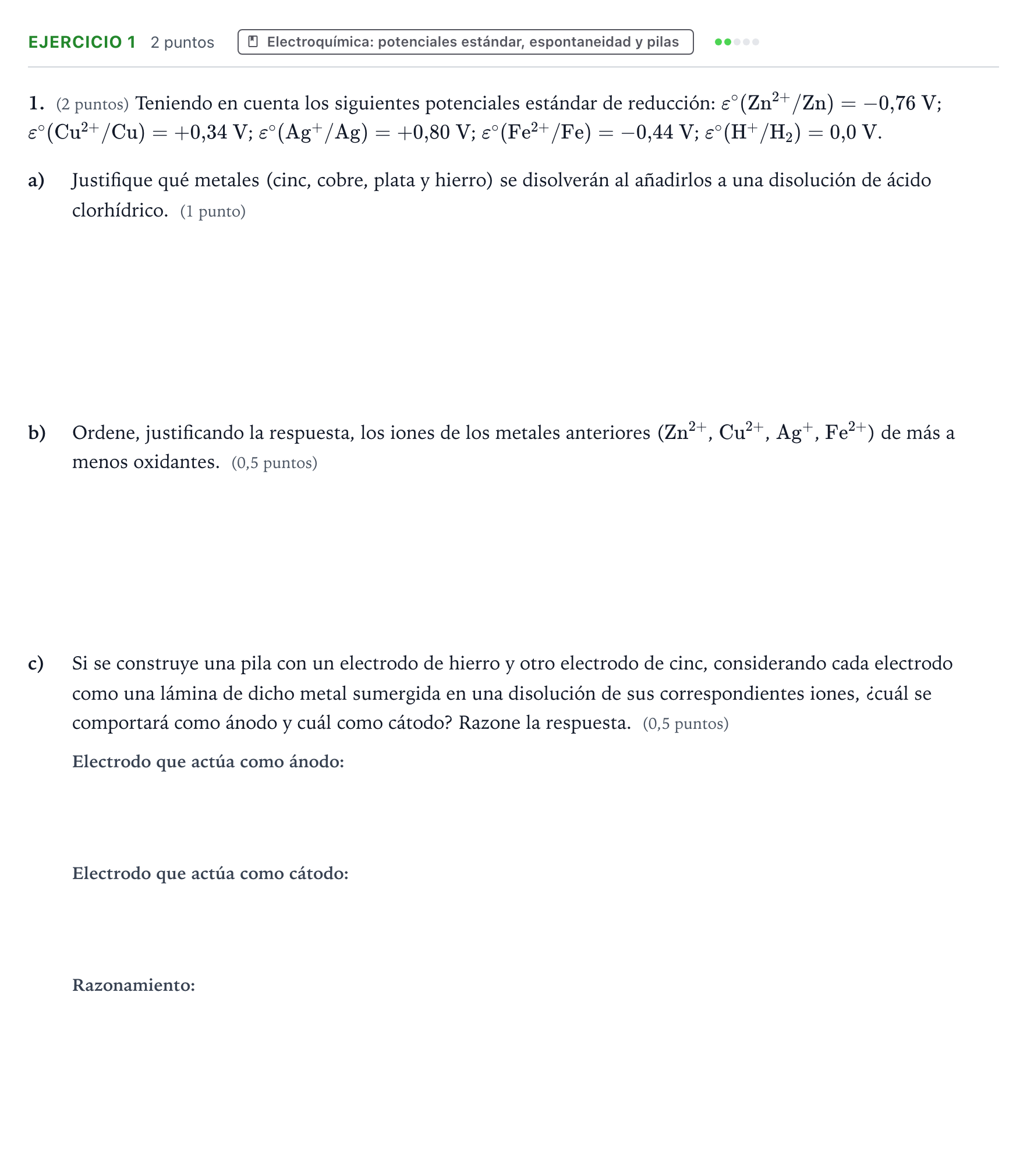 Enunciado: Problema 1 · Química PAU Aragón Ordinaria 2023