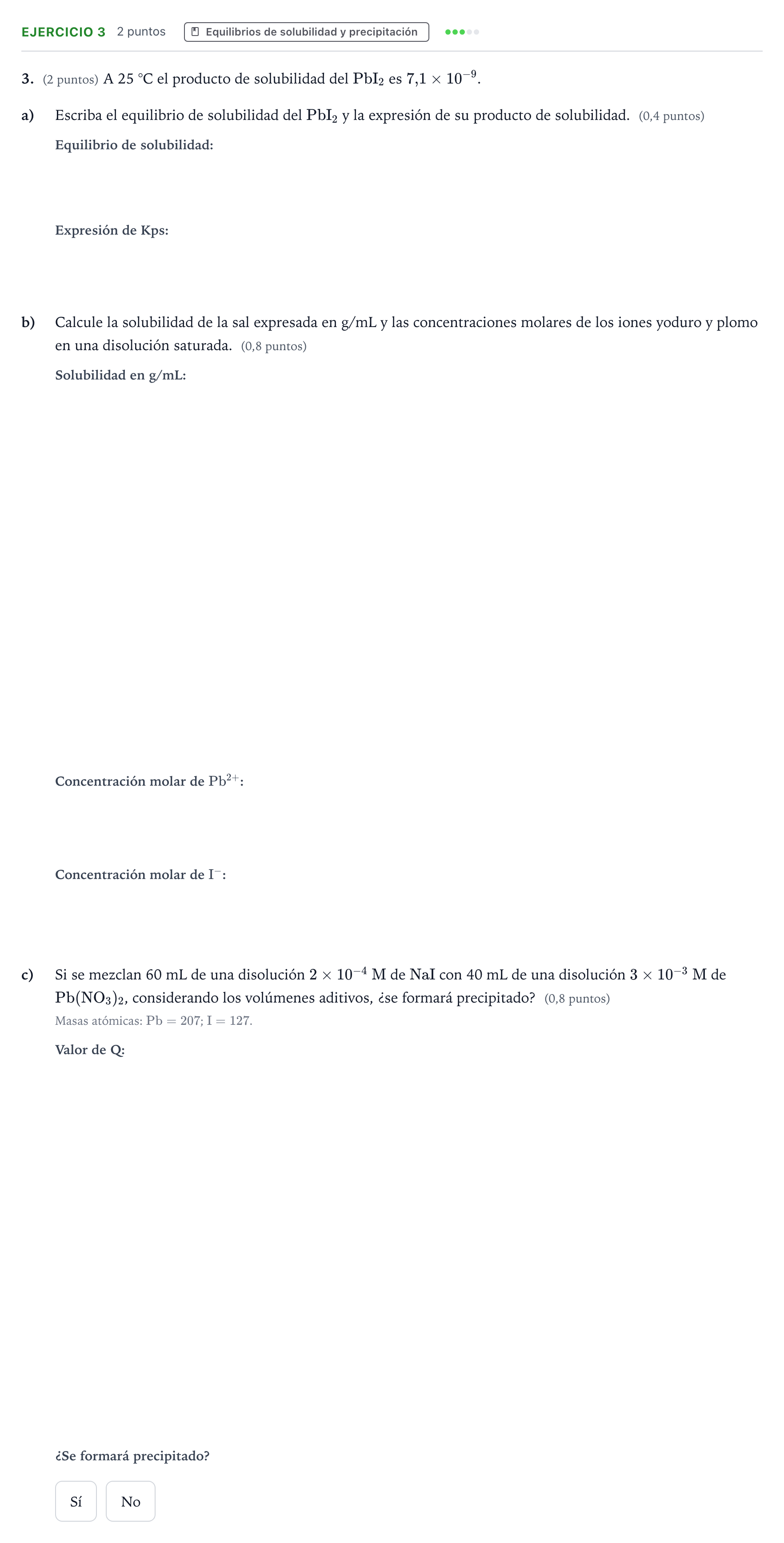 Enunciado: Problema 3 · Química PAU Aragón Ordinaria 2023