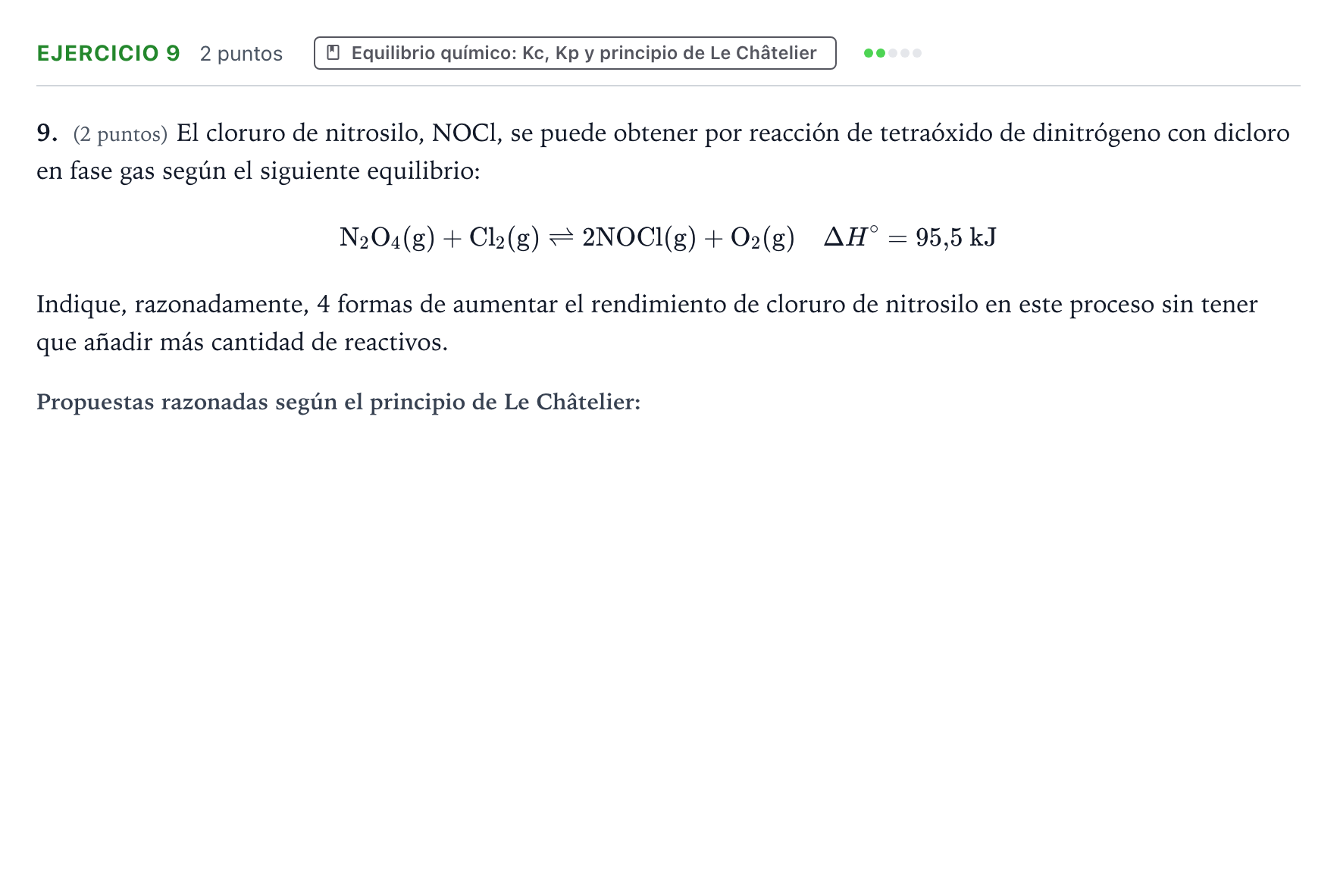 Enunciado: Problema 9 · Química PAU Aragón Ordinaria 2023
