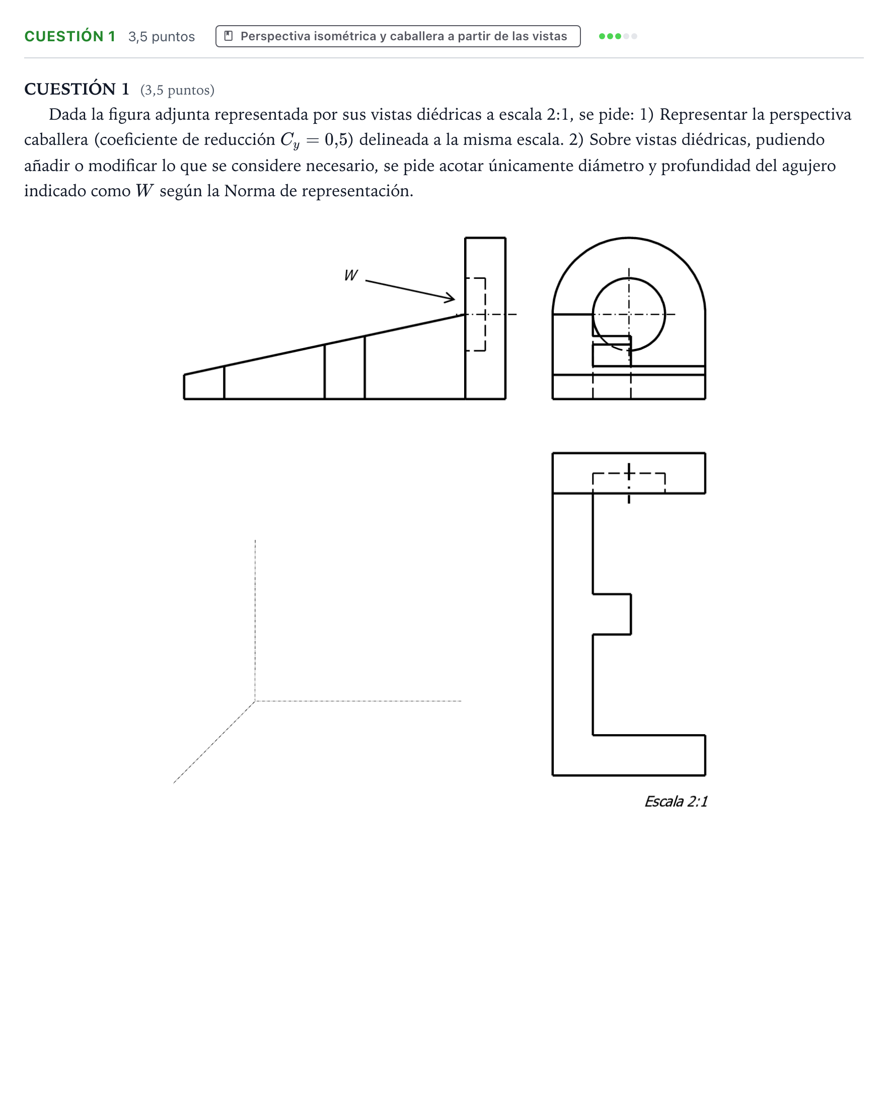 Enunciado: Cuestión 1 · Dibujo técnico II PAU Aragón Extraordinaria 2022