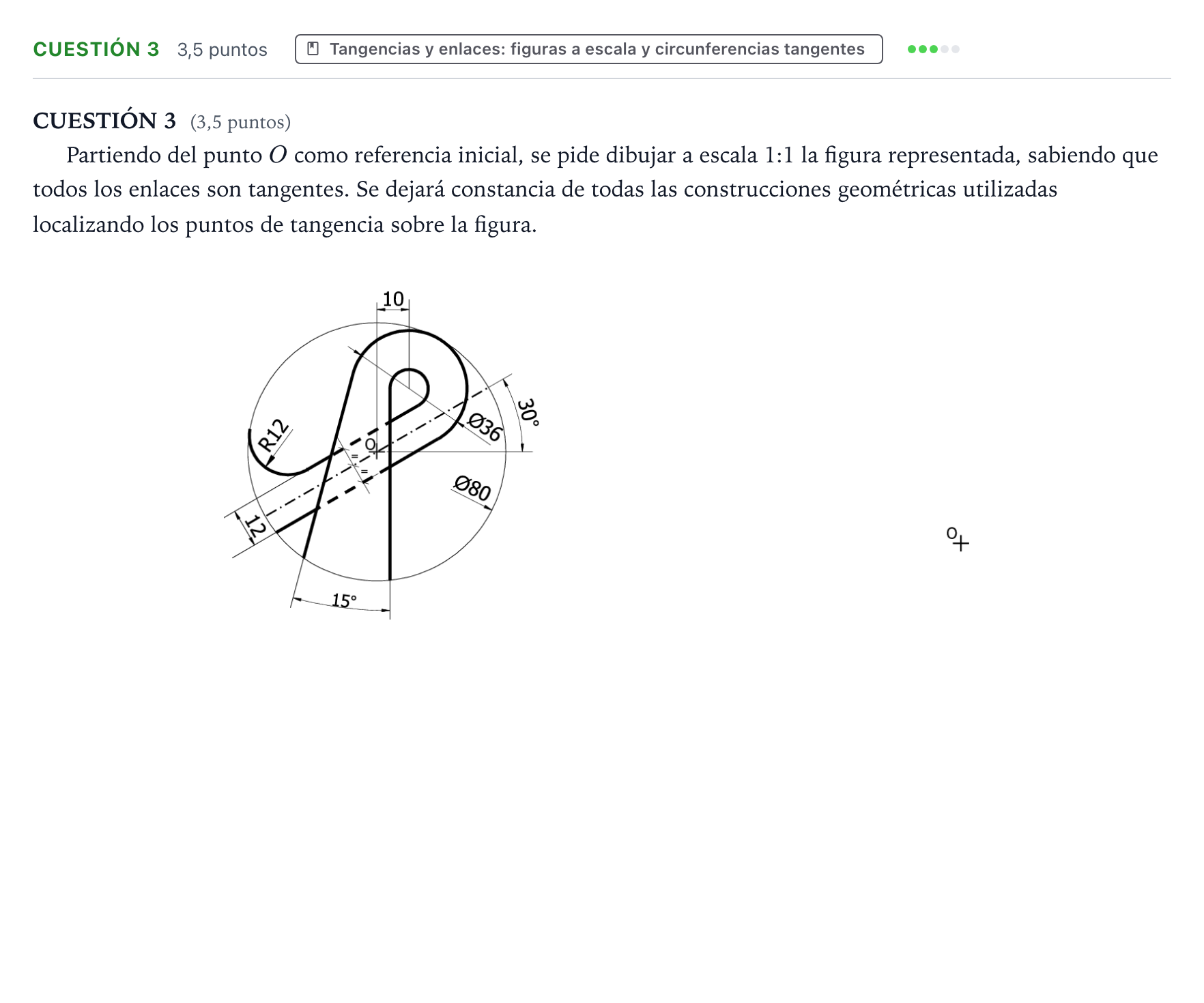 Enunciado: Cuestión 3 · Dibujo técnico II PAU Aragón Extraordinaria 2022