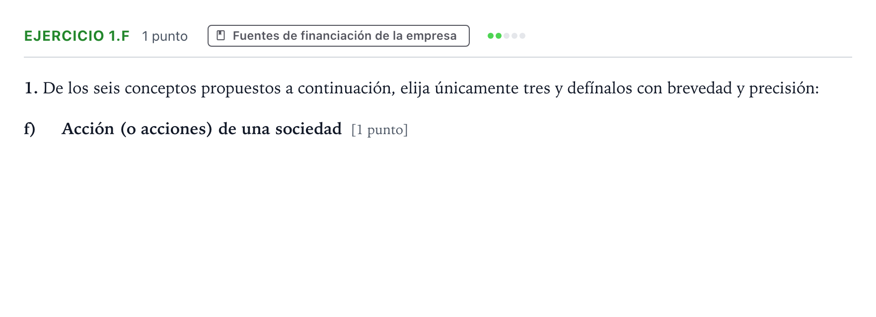 Enunciado: Ejercicio 1.f · Empresa y Diseño de Modelos de Negocio PAU Aragón Extraordinaria 2022