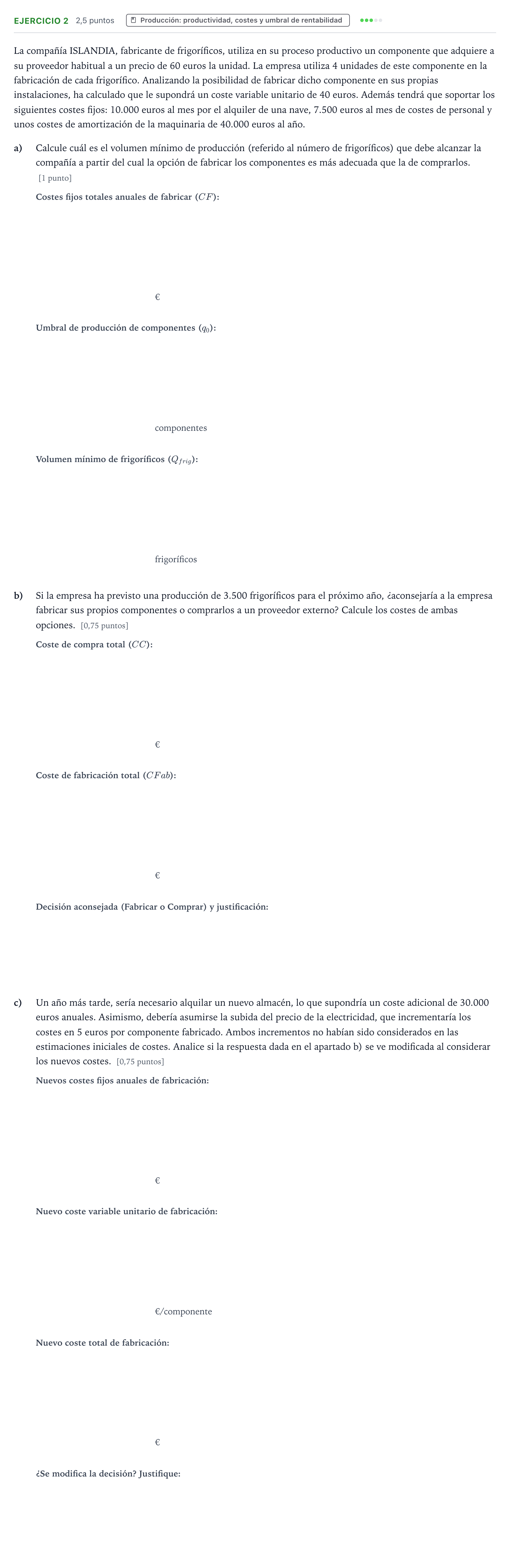 Enunciado: Ejercicio 2 - Producción · Empresa y Diseño de Modelos de Negocio PAU Aragón Extraordinaria 2022