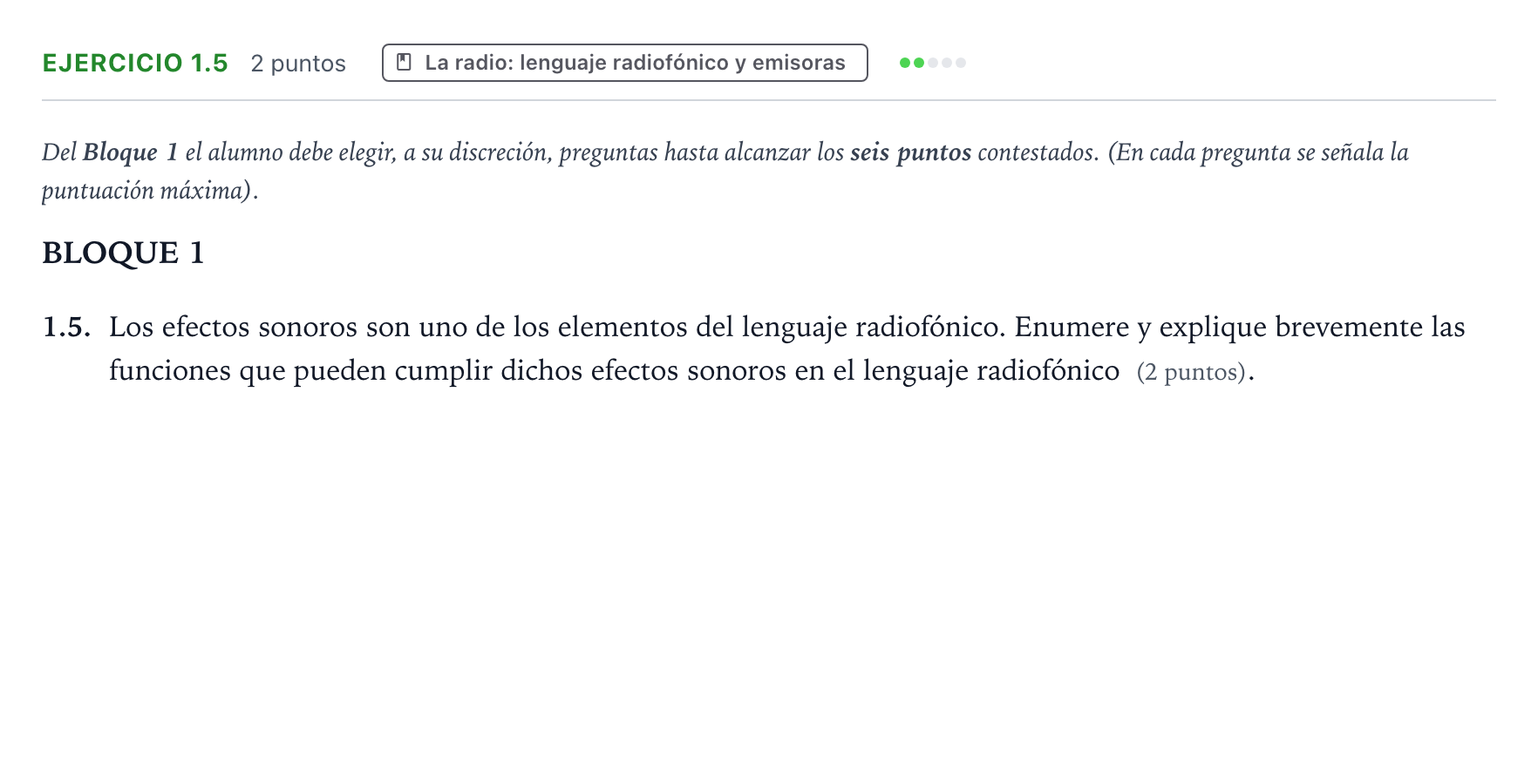 Enunciado: Ejercicio 1.5 · Cultura Audiovisual II PAU Aragón Extraordinaria 2022