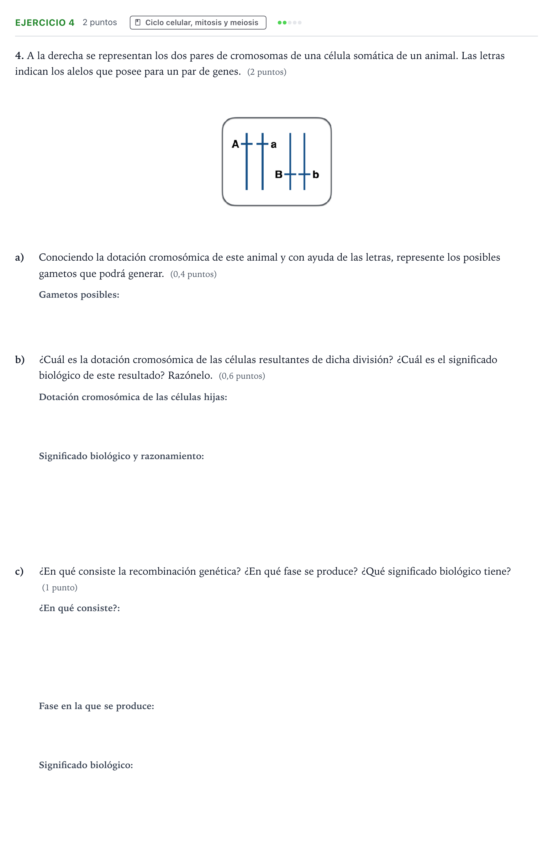 Enunciado: Problema 4 · Biología PAU Aragón Ordinaria 2022