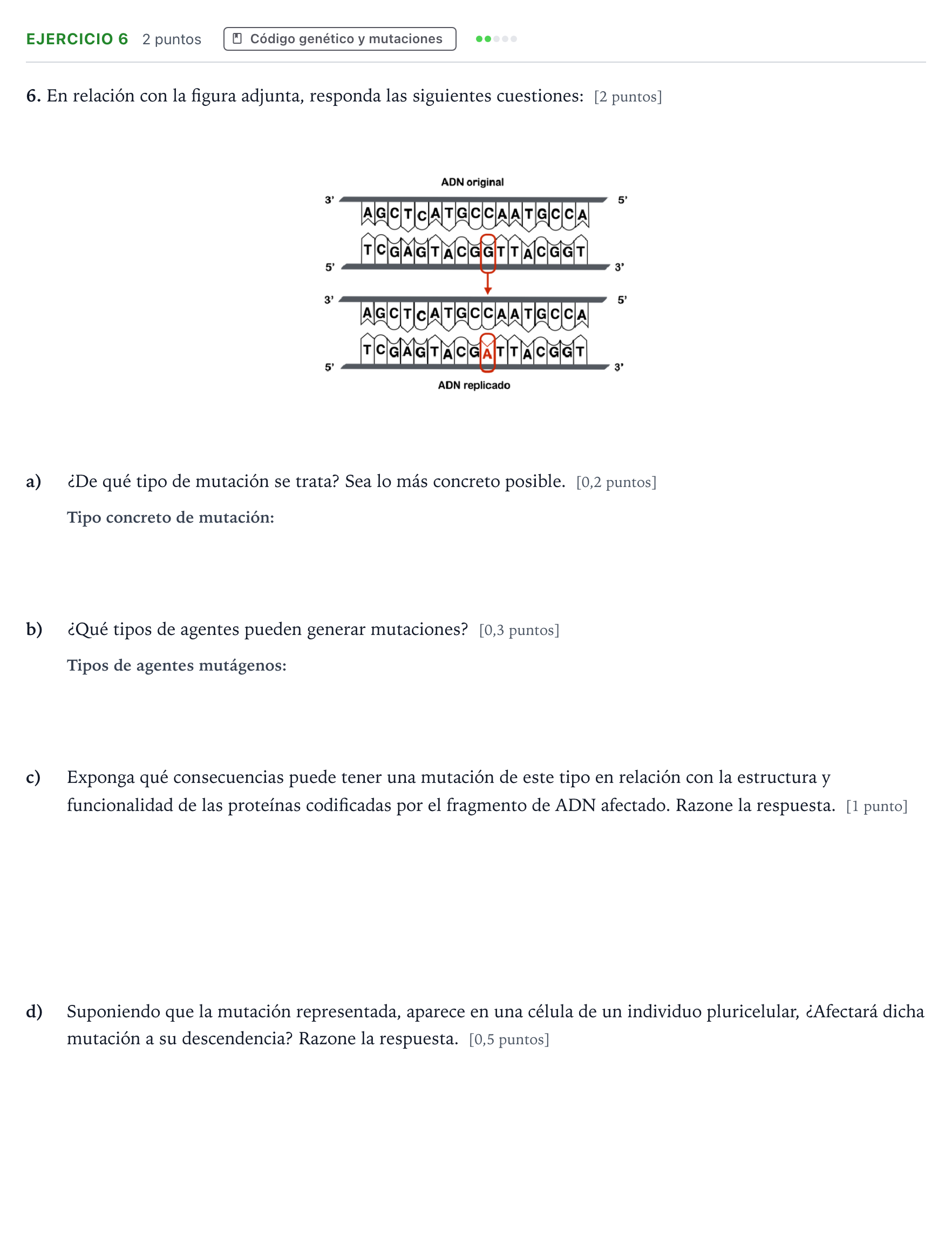 Enunciado: Problema 6 · Biología PAU Aragón Ordinaria 2022