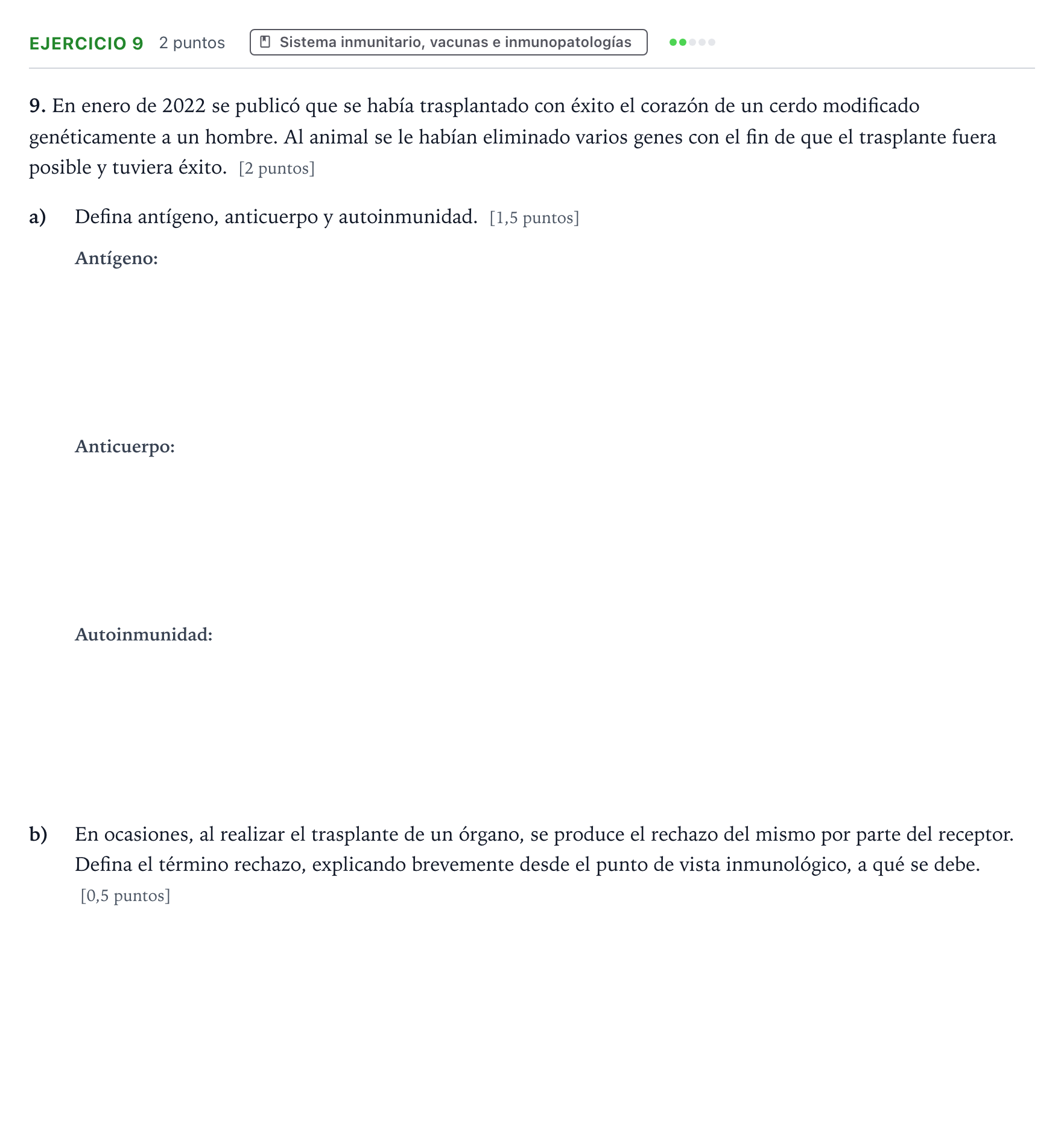 Enunciado: Problema 9 · Biología PAU Aragón Ordinaria 2022
