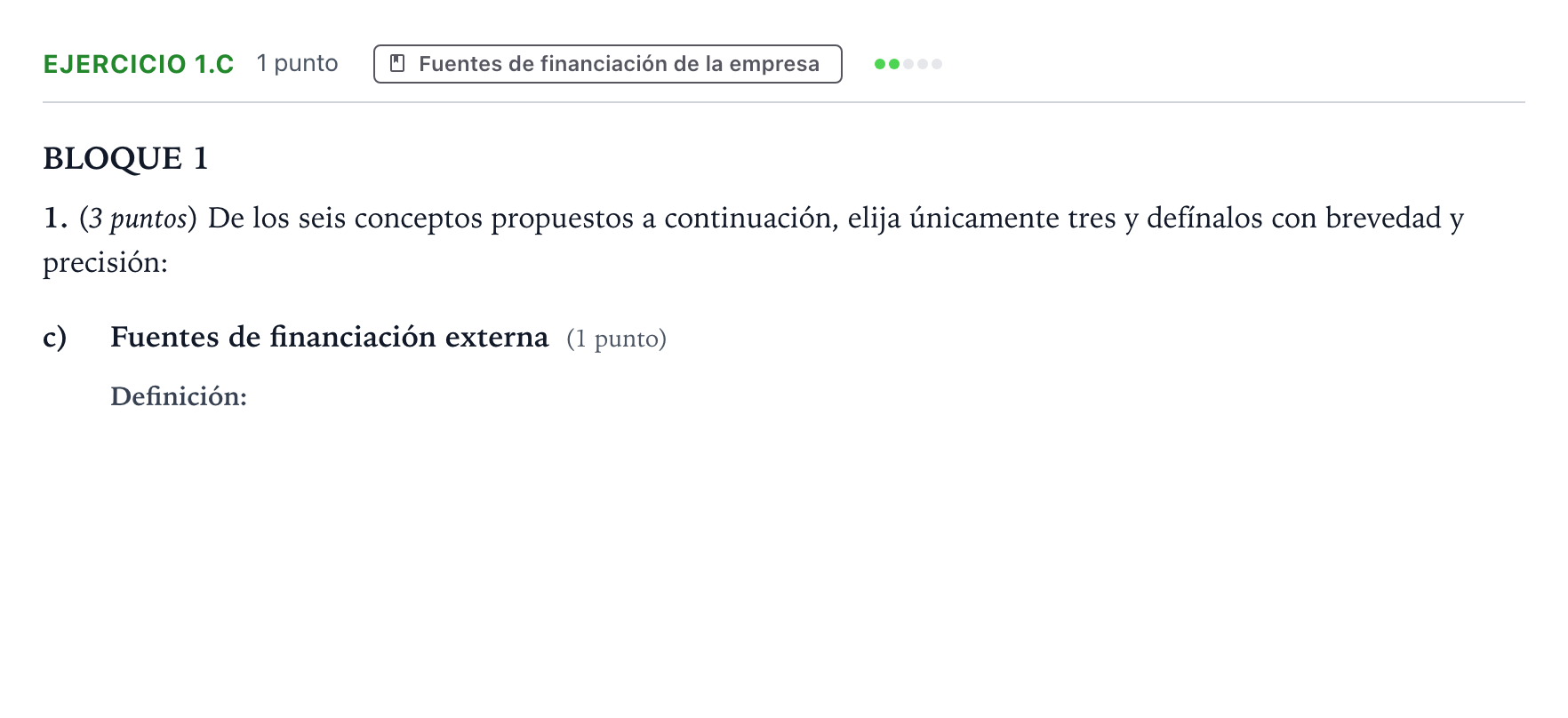 Enunciado: Ejercicio 1.c · Empresa y Diseño de Modelos de Negocio PAU Aragón Ordinaria 2022