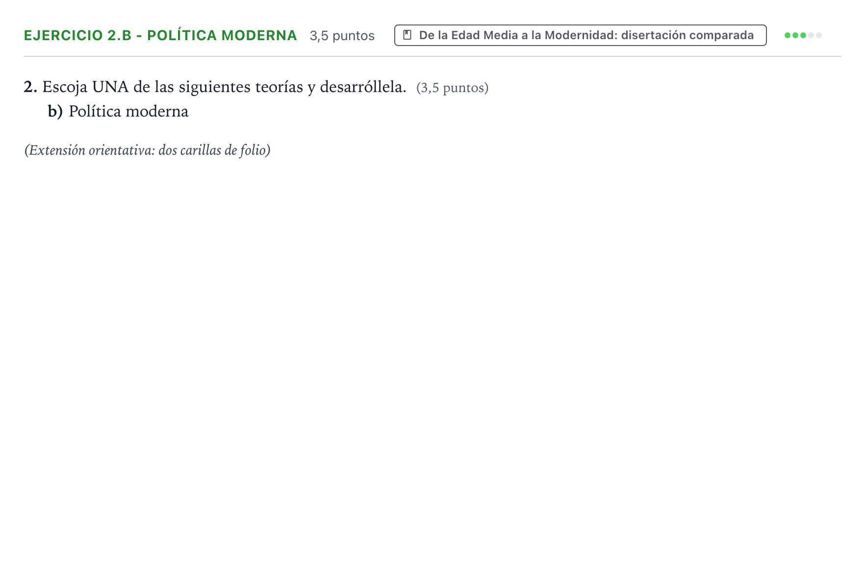 Enunciado: Ejercicio 2.b - Política moderna · Historia de la Filosofía PAU Aragón Extraordinaria 2022
