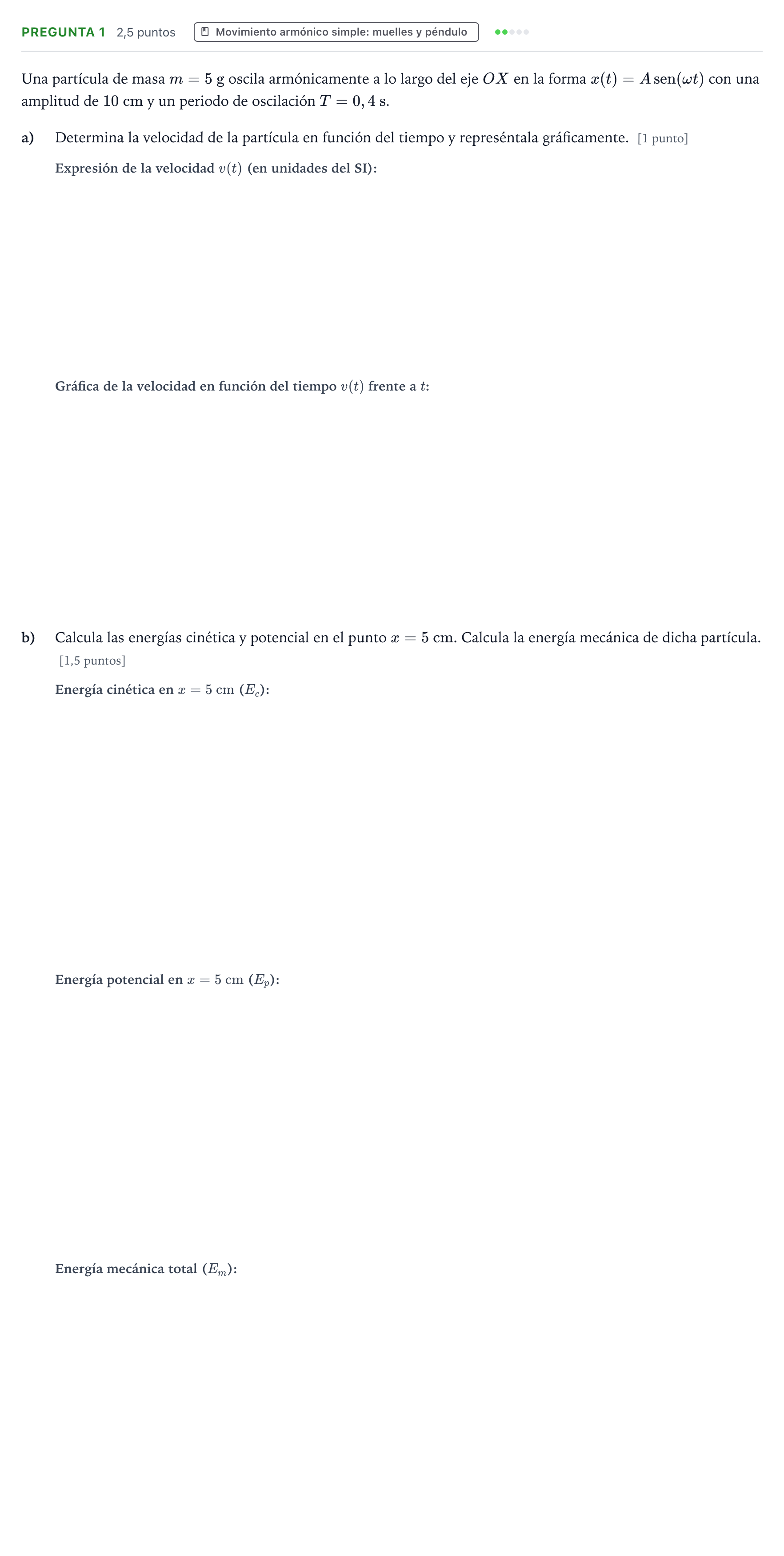 Enunciado: Pregunta 1 · Física PAU Aragón Extraordinaria 2022