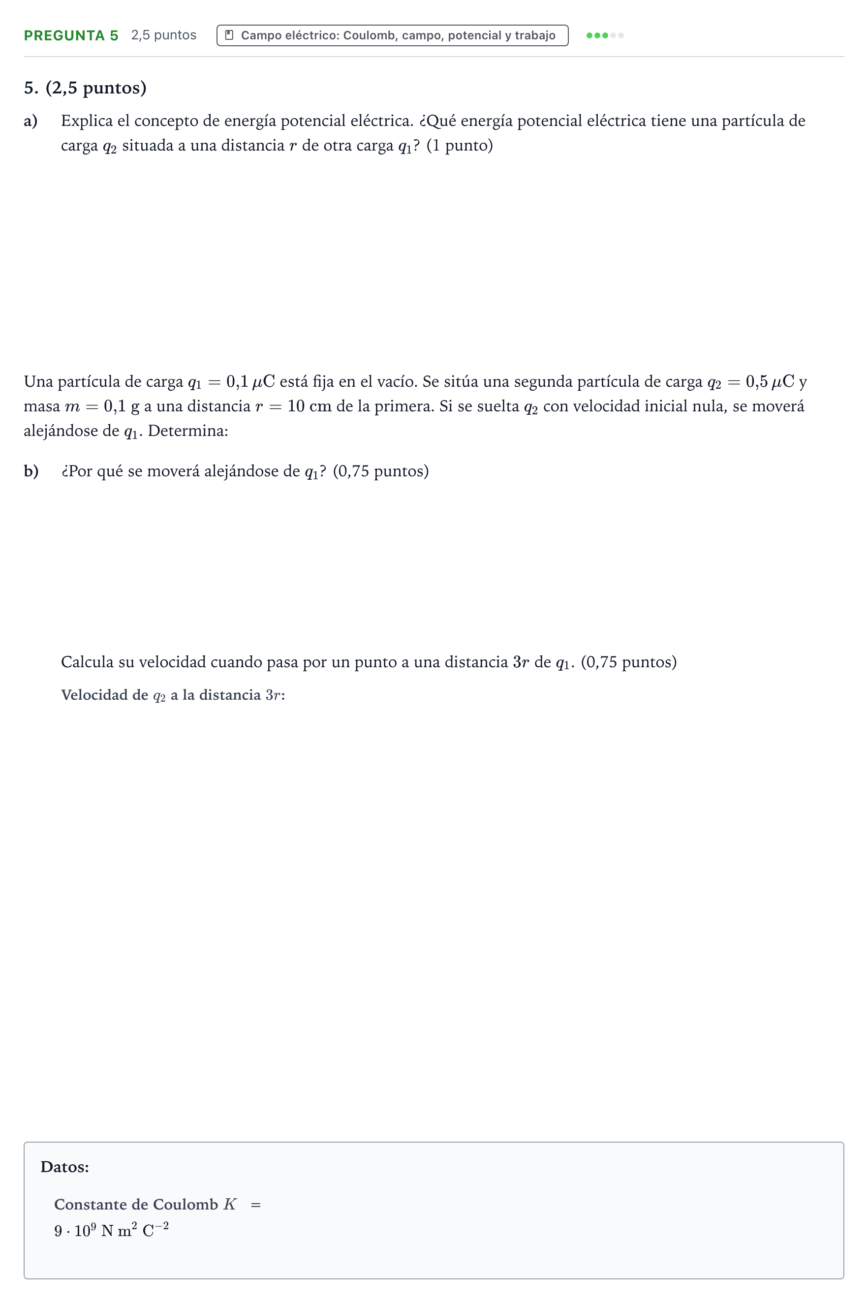 Enunciado: Pregunta 5 · Física PAU Aragón Extraordinaria 2022