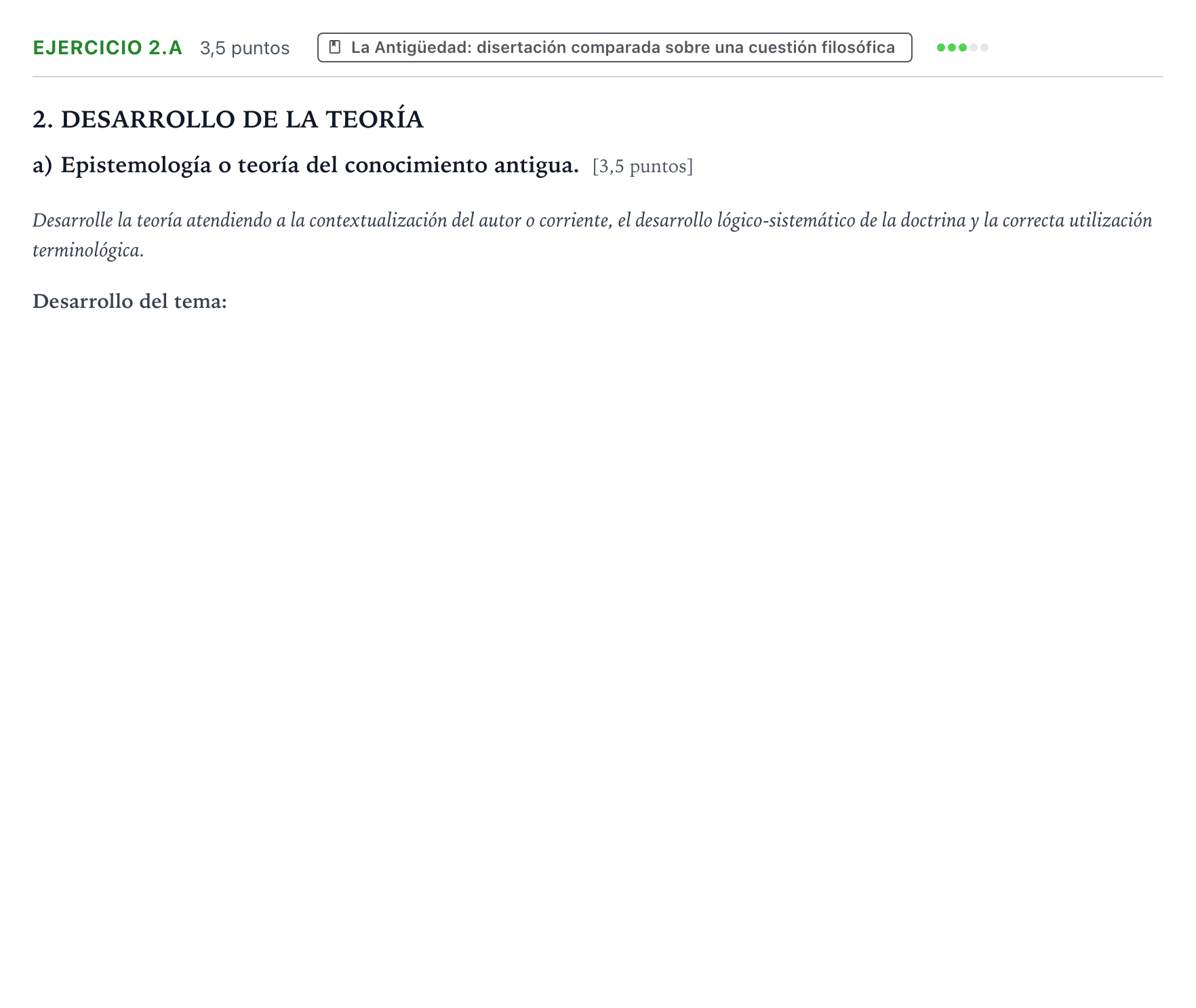 Enunciado: Ejercicio 2.a · Historia de la Filosofía PAU Aragón Ordinaria 2022