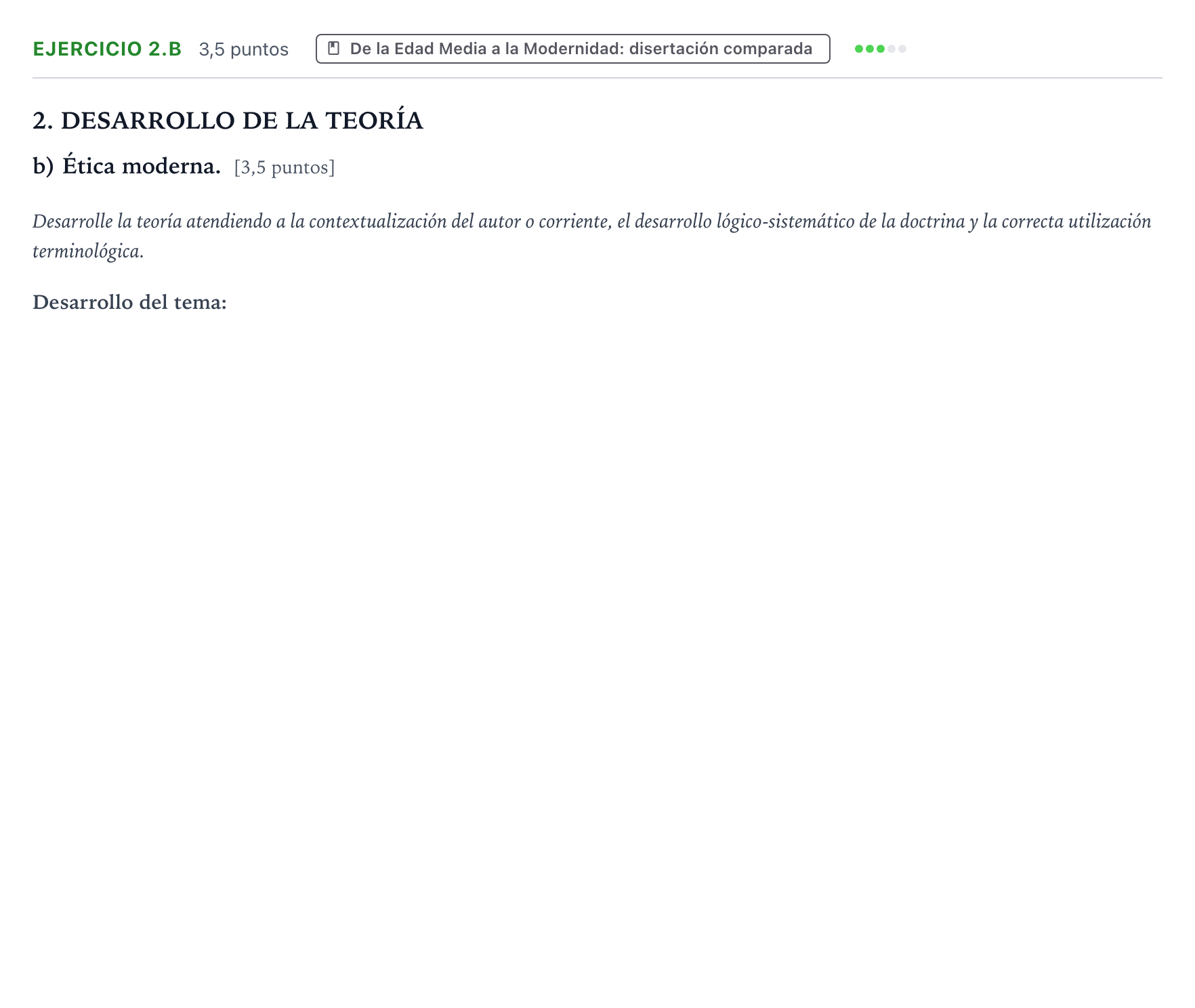 Enunciado: Ejercicio 2.b · Historia de la Filosofía PAU Aragón Ordinaria 2022
