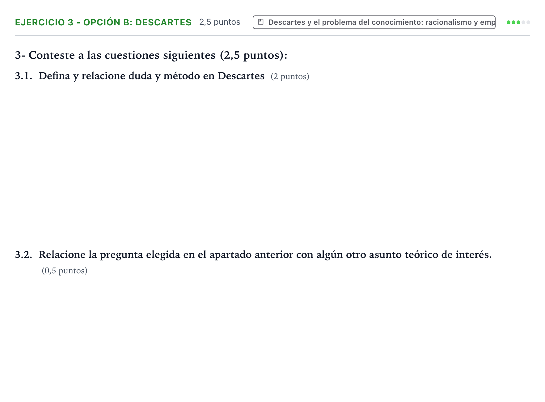 Enunciado: Ejercicio 3 - Opción b: Descartes · Historia de la Filosofía PAU Aragón Ordinaria 2022