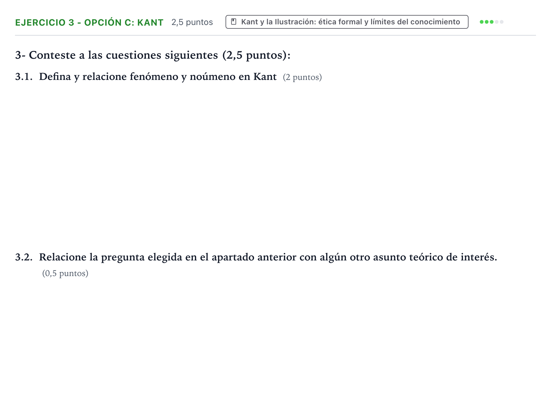 Enunciado: Ejercicio 3 - Opción c: Kant · Historia de la Filosofía PAU Aragón Ordinaria 2022