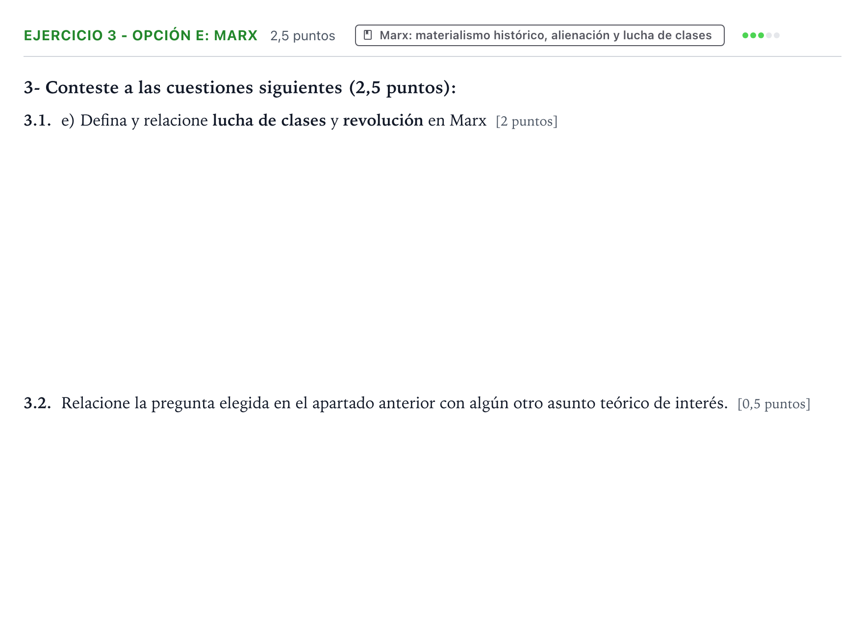 Enunciado: Ejercicio 3 - Opción e: Marx · Historia de la Filosofía PAU Aragón Ordinaria 2022